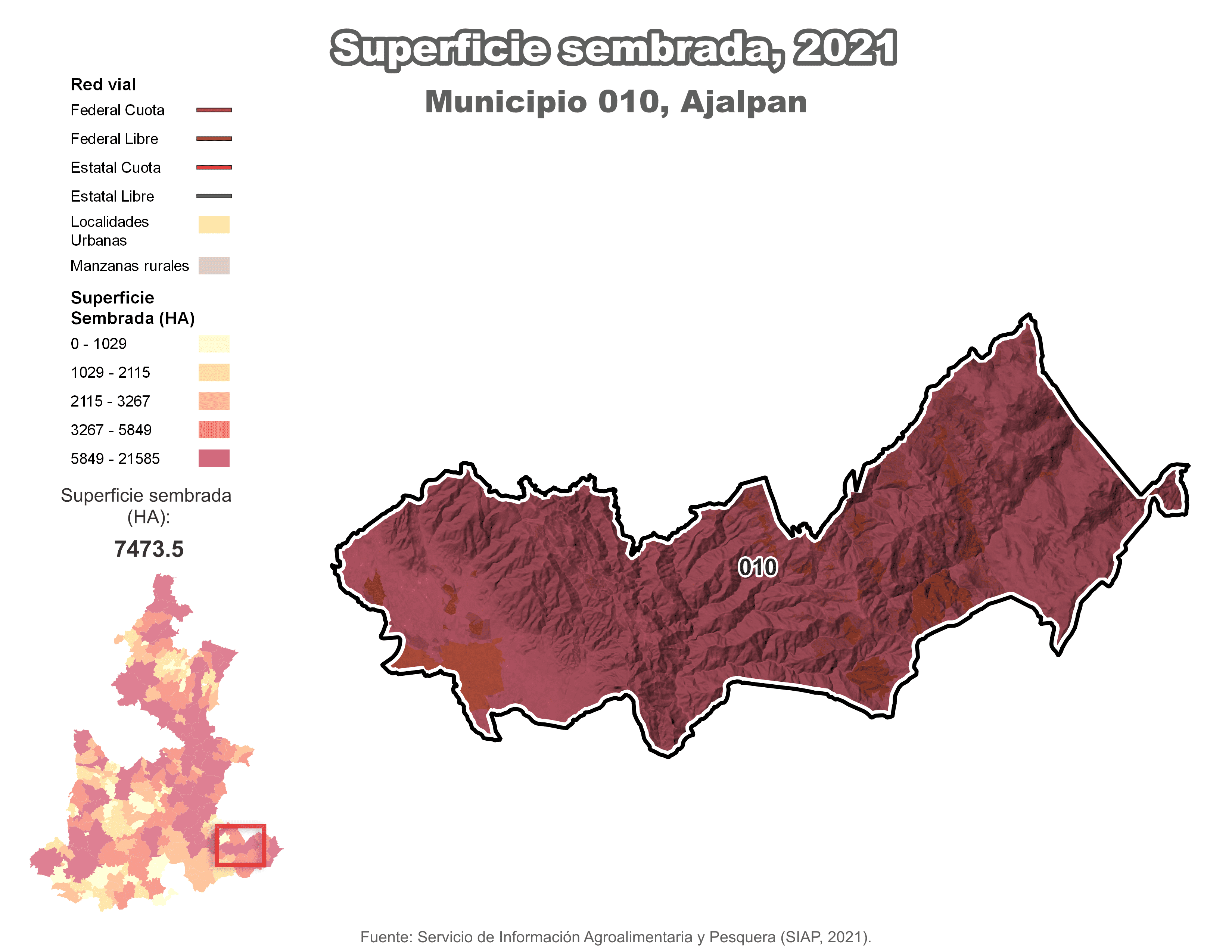 Biblioteca de Mapas - Superficie sembrada municipio de Ajalpan