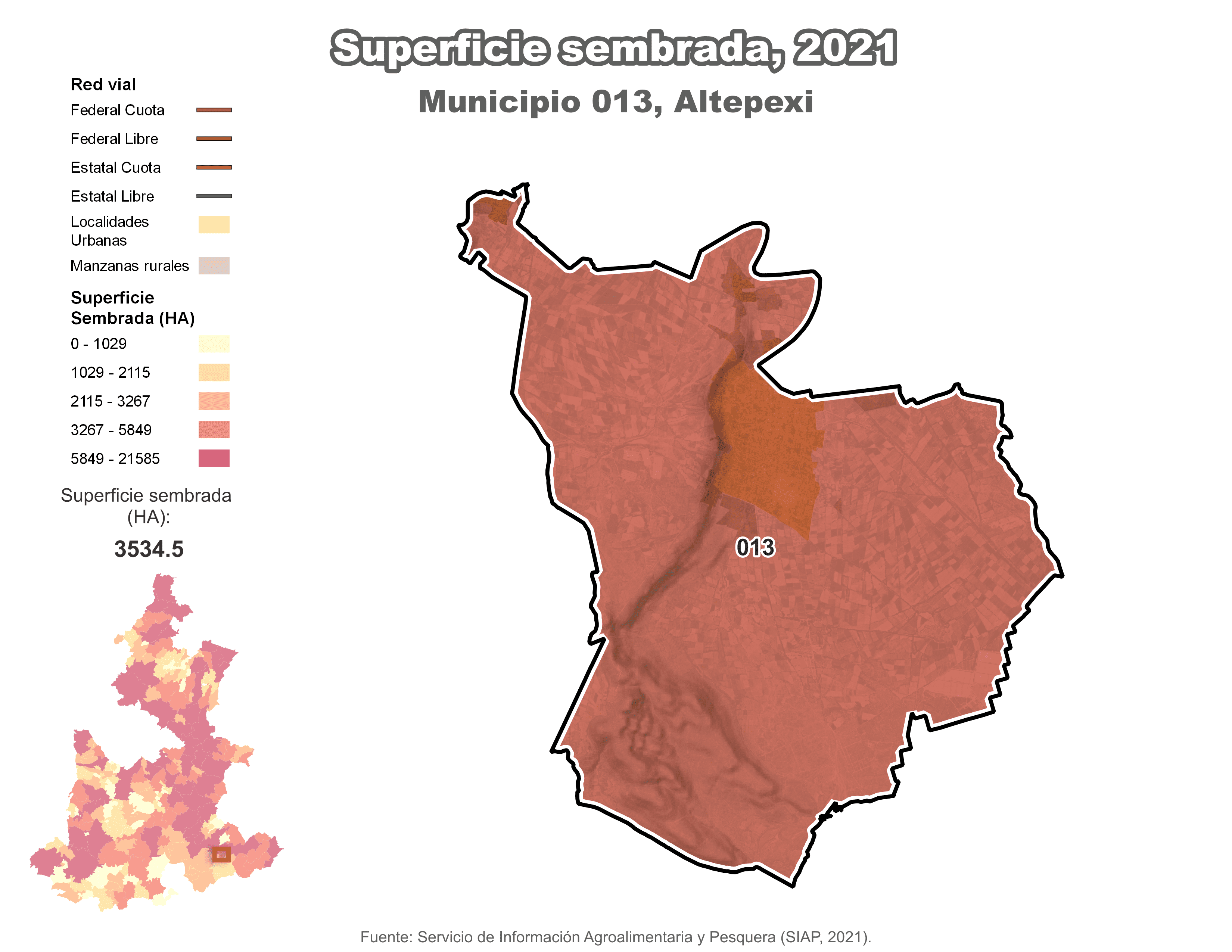 Biblioteca de Mapas - Superficie sembrada municipio de Altepexi