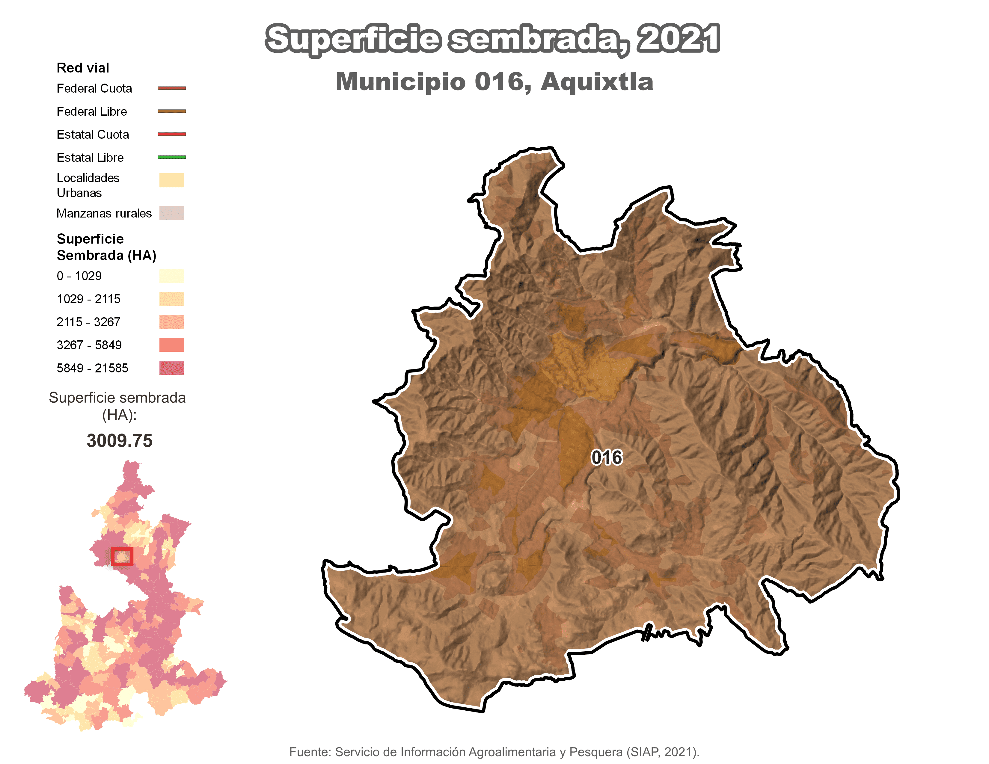 Biblioteca de Mapas - Superficie sembrada municipio de Aquixtla