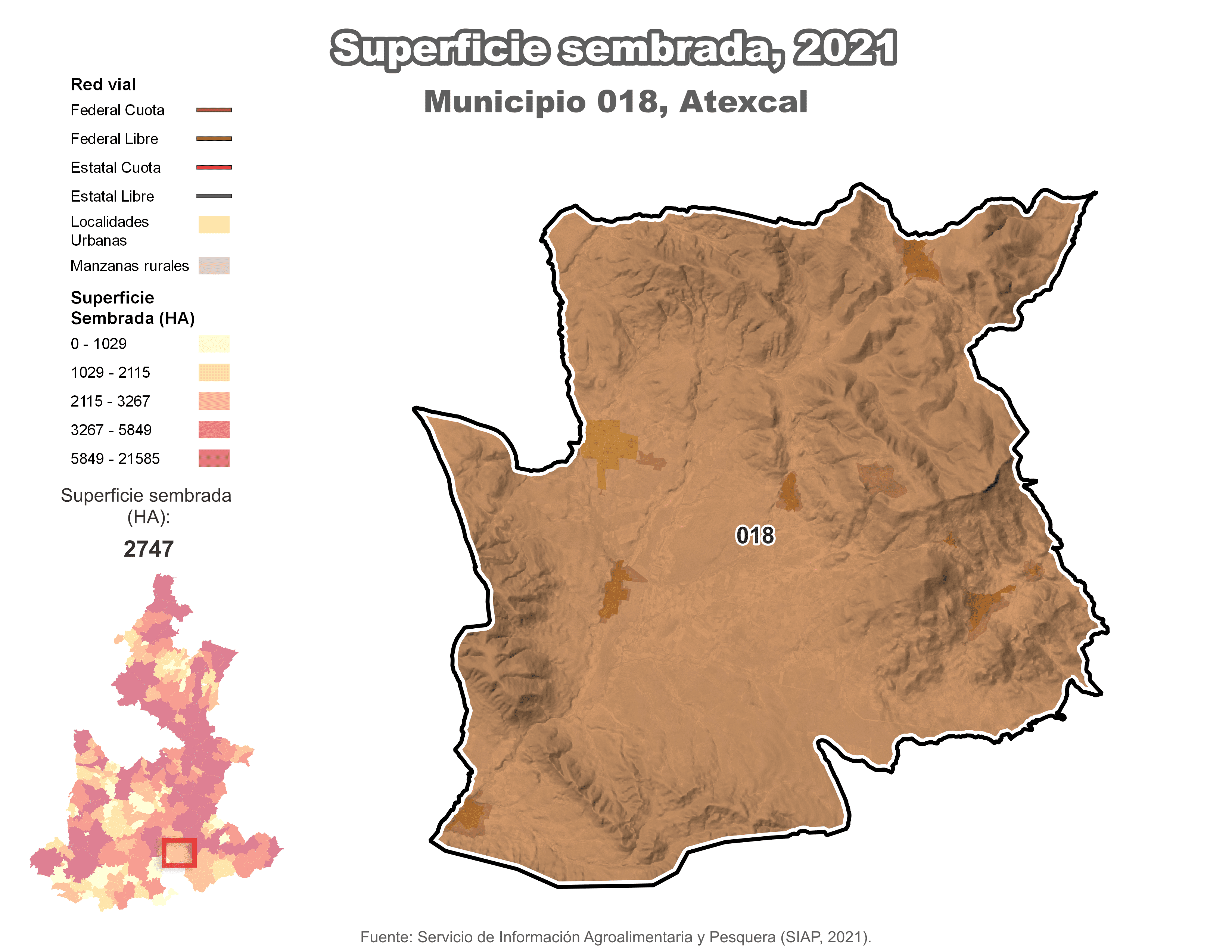 Biblioteca de Mapas - Superficie sembrada municipio de Atexcal