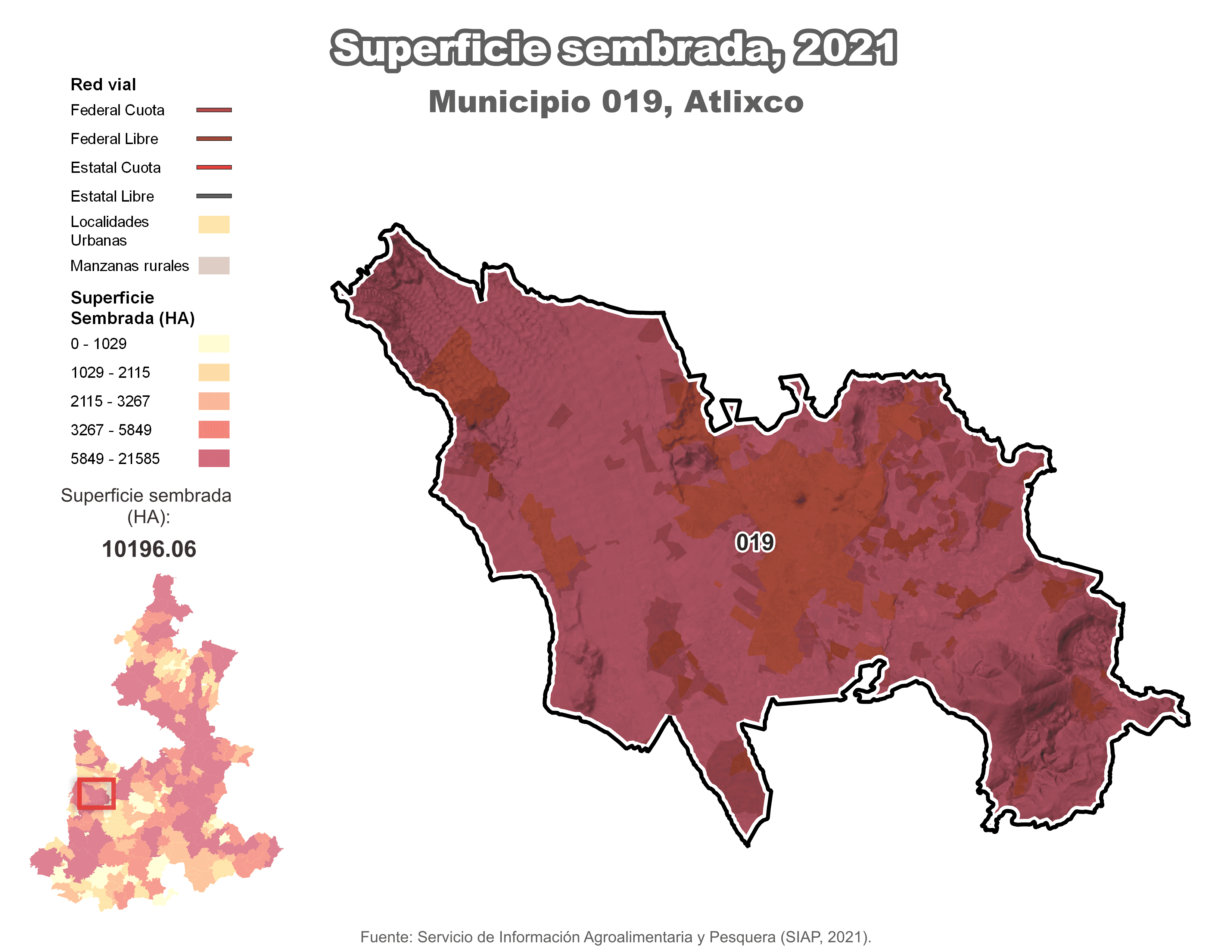 Biblioteca de Mapas - Superficie sembrada municipio de Atlixco