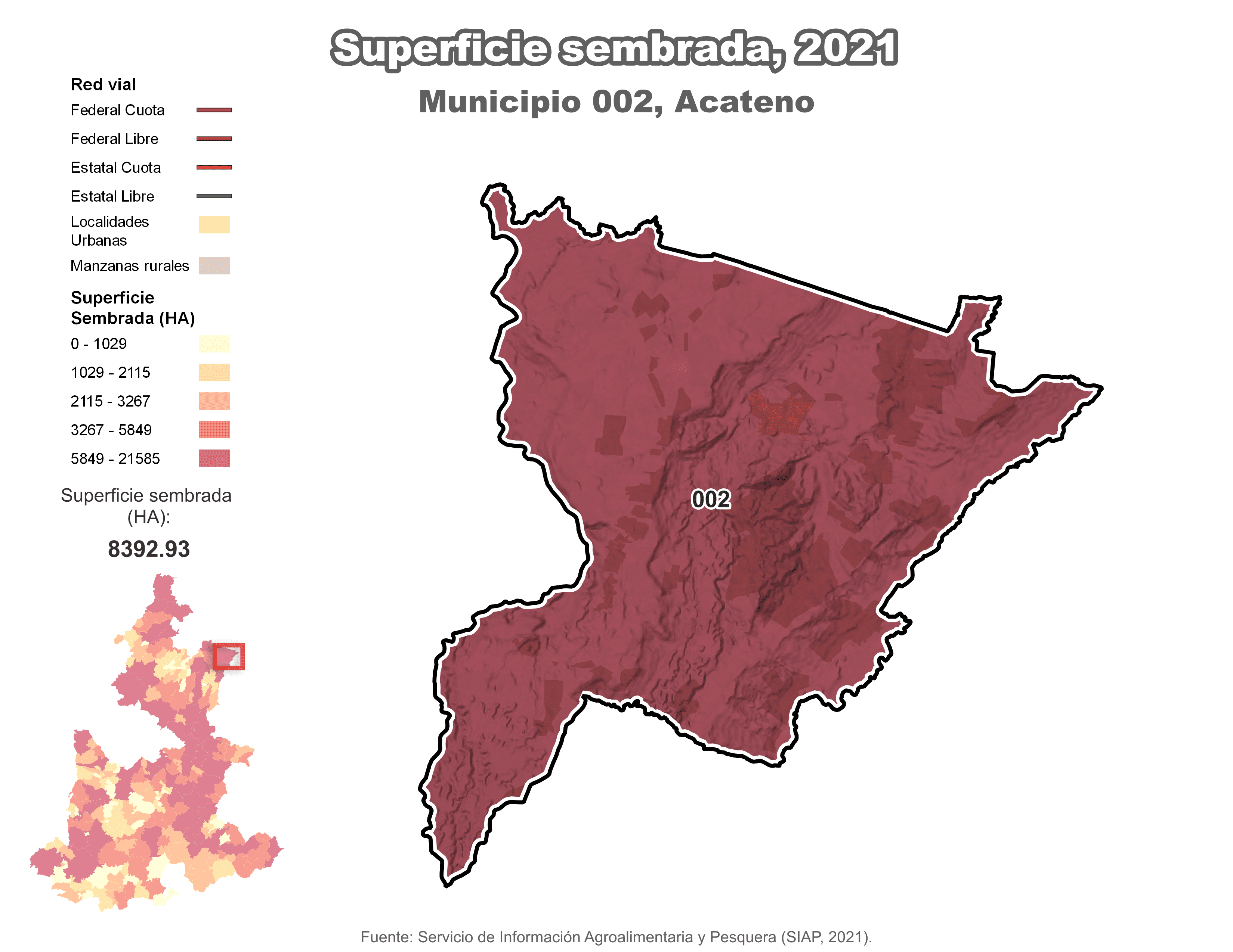 Biblioteca de Mapas - Superficie sembrada municipio de Acateno