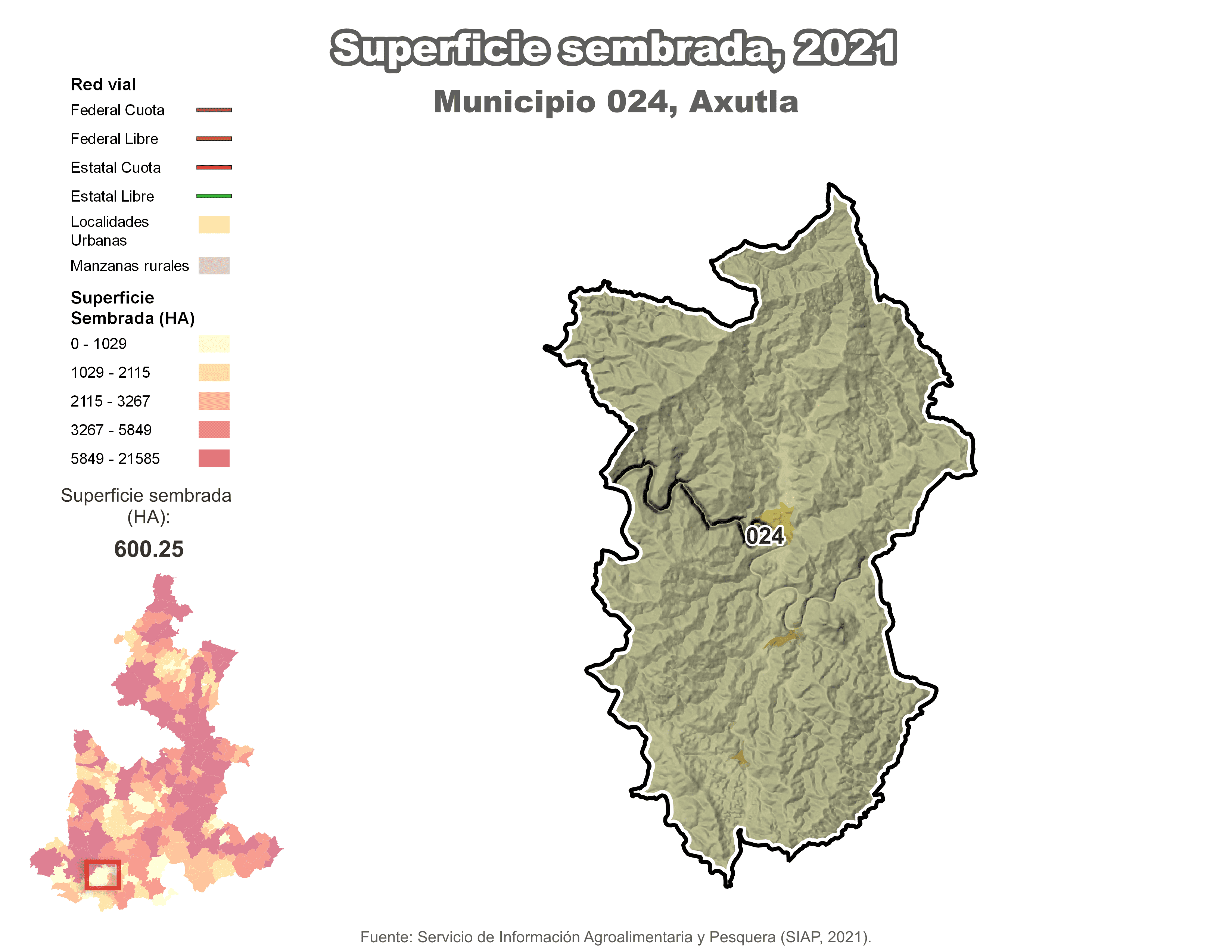 Biblioteca de Mapas - Superficie sembrada municipio de Axutla