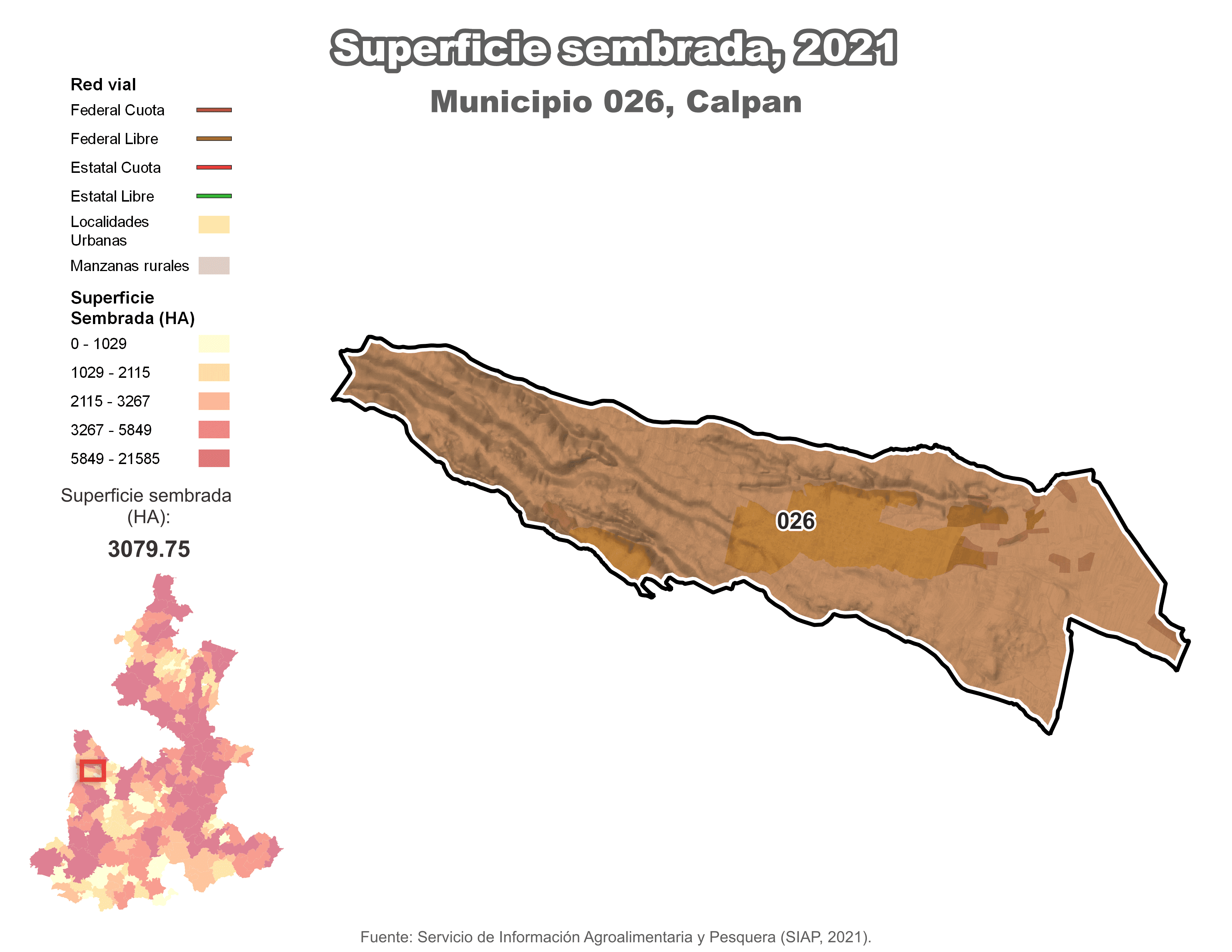 Biblioteca de Mapas - Superficie sembrada municipio de Calpan