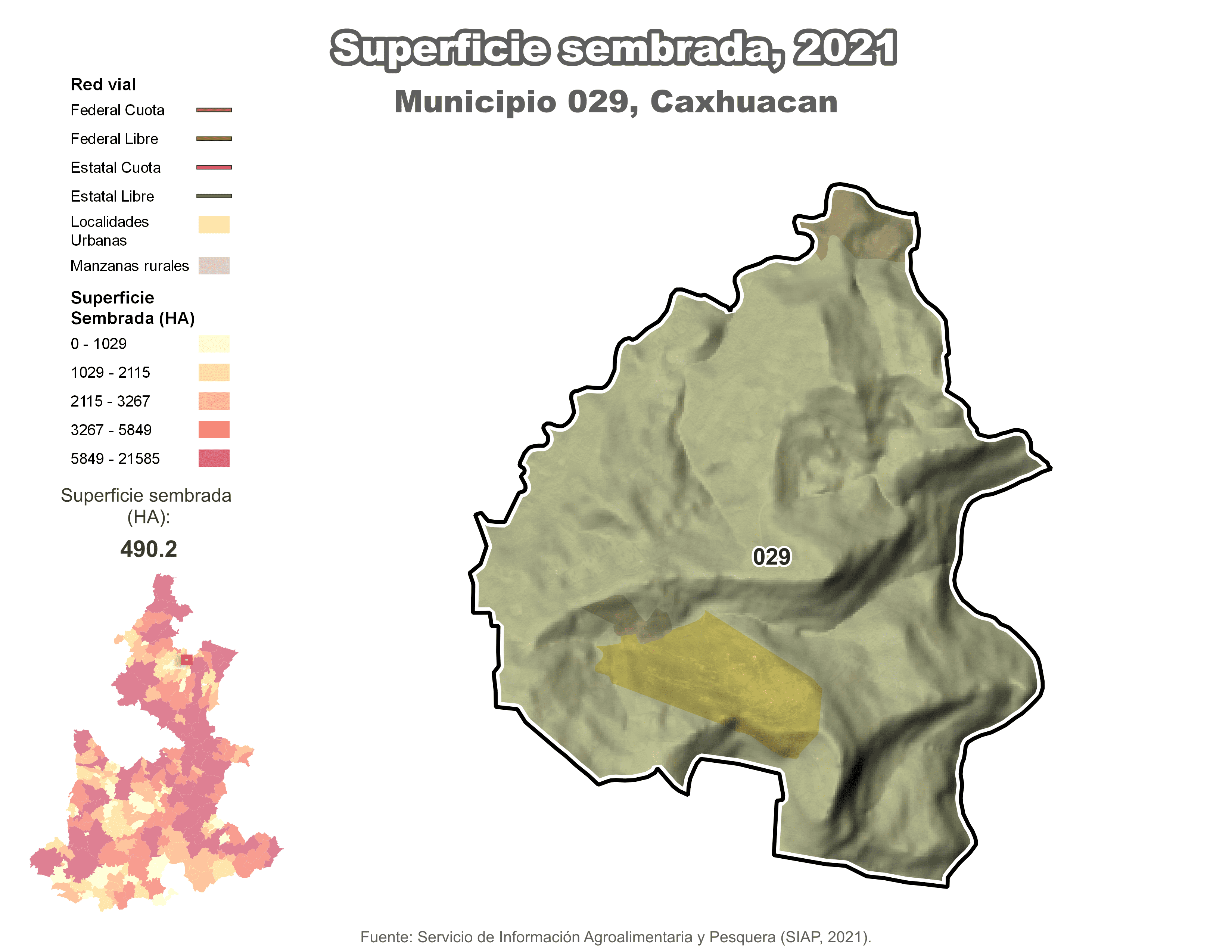 Biblioteca de Mapas - Superficie sembrada municipio de Caxhuacan