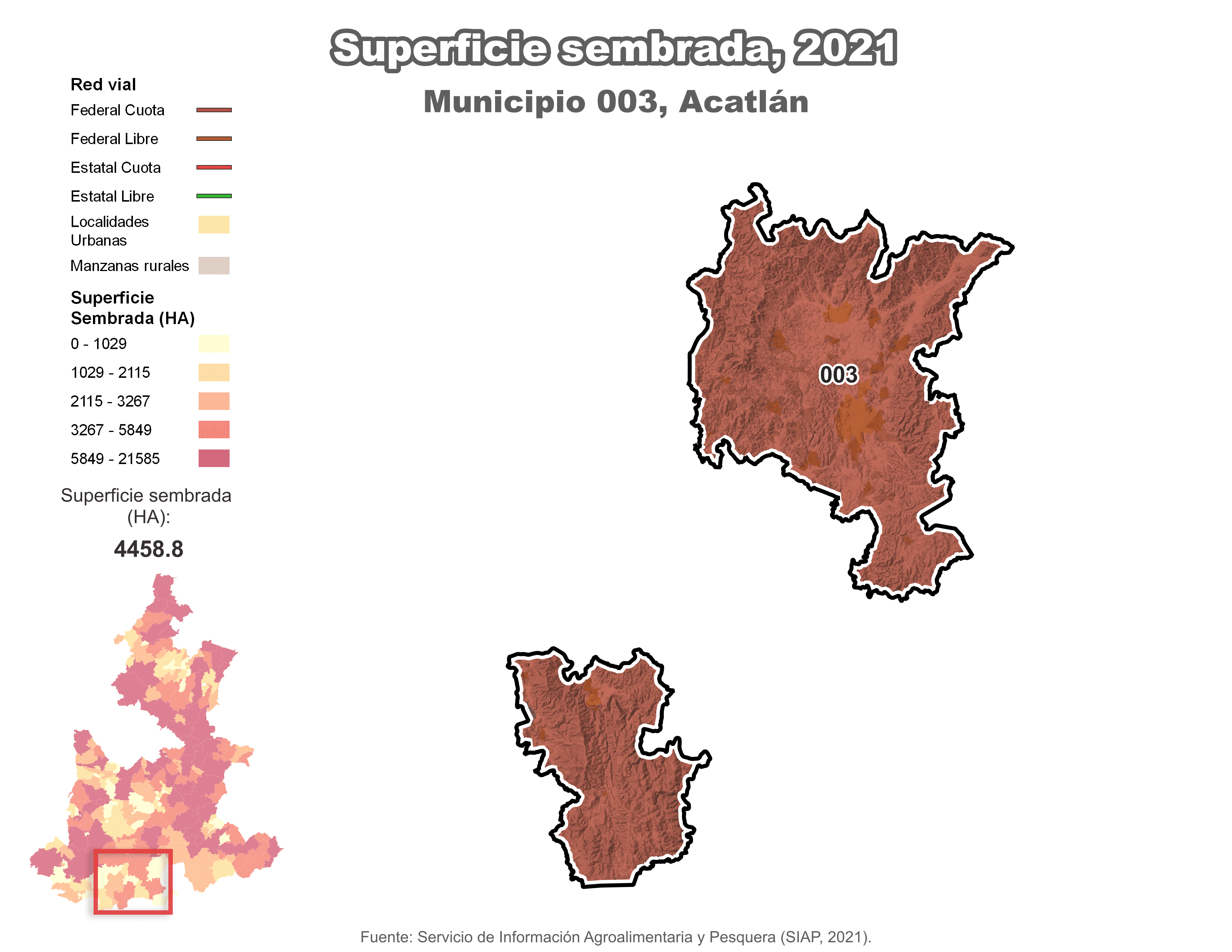 Biblioteca de Mapas - Superficie sembrada municipio de Acatlán