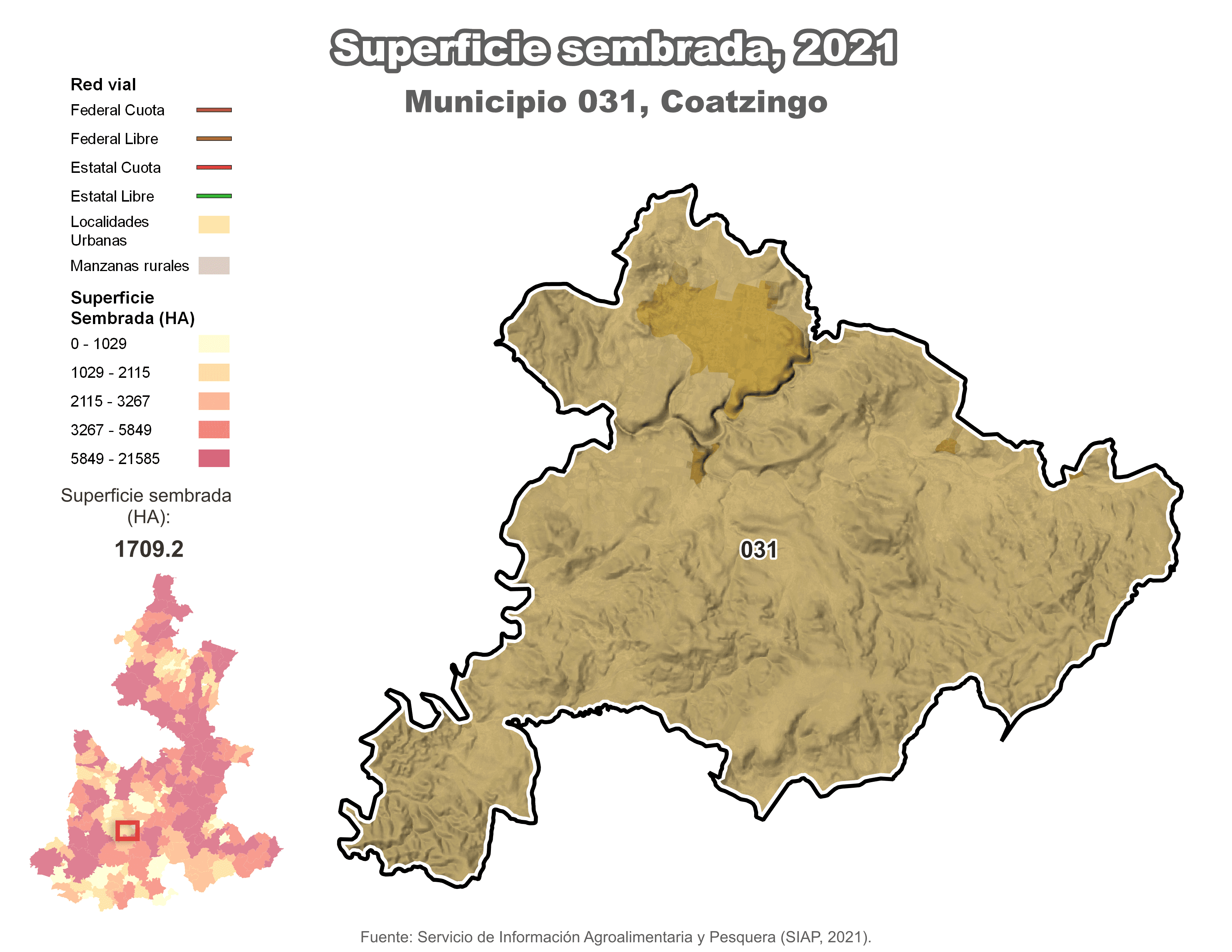 Biblioteca de Mapas - Superficie sembrada municipio de Coatzingo