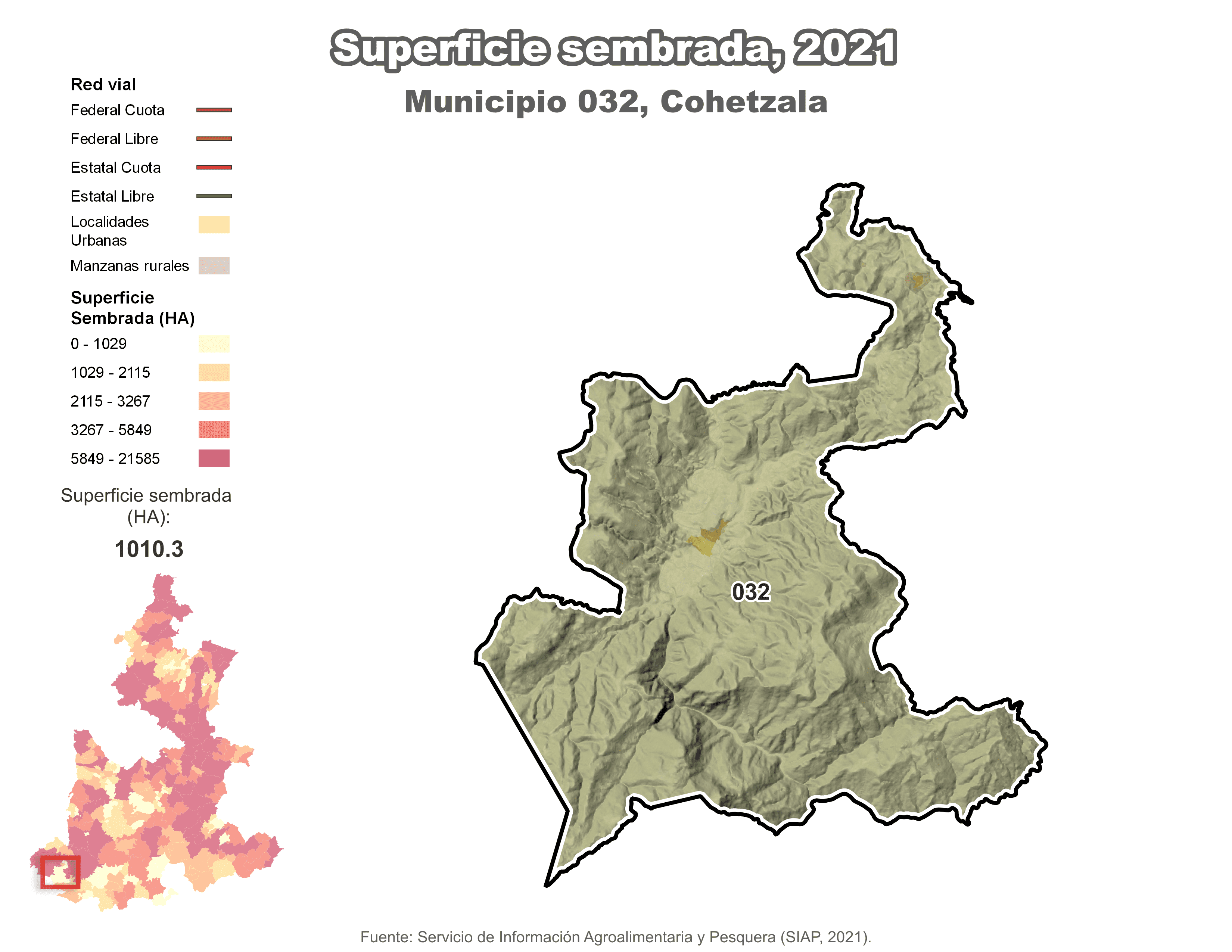 Biblioteca de Mapas - Superficie sembrada municipio de Cohetzala