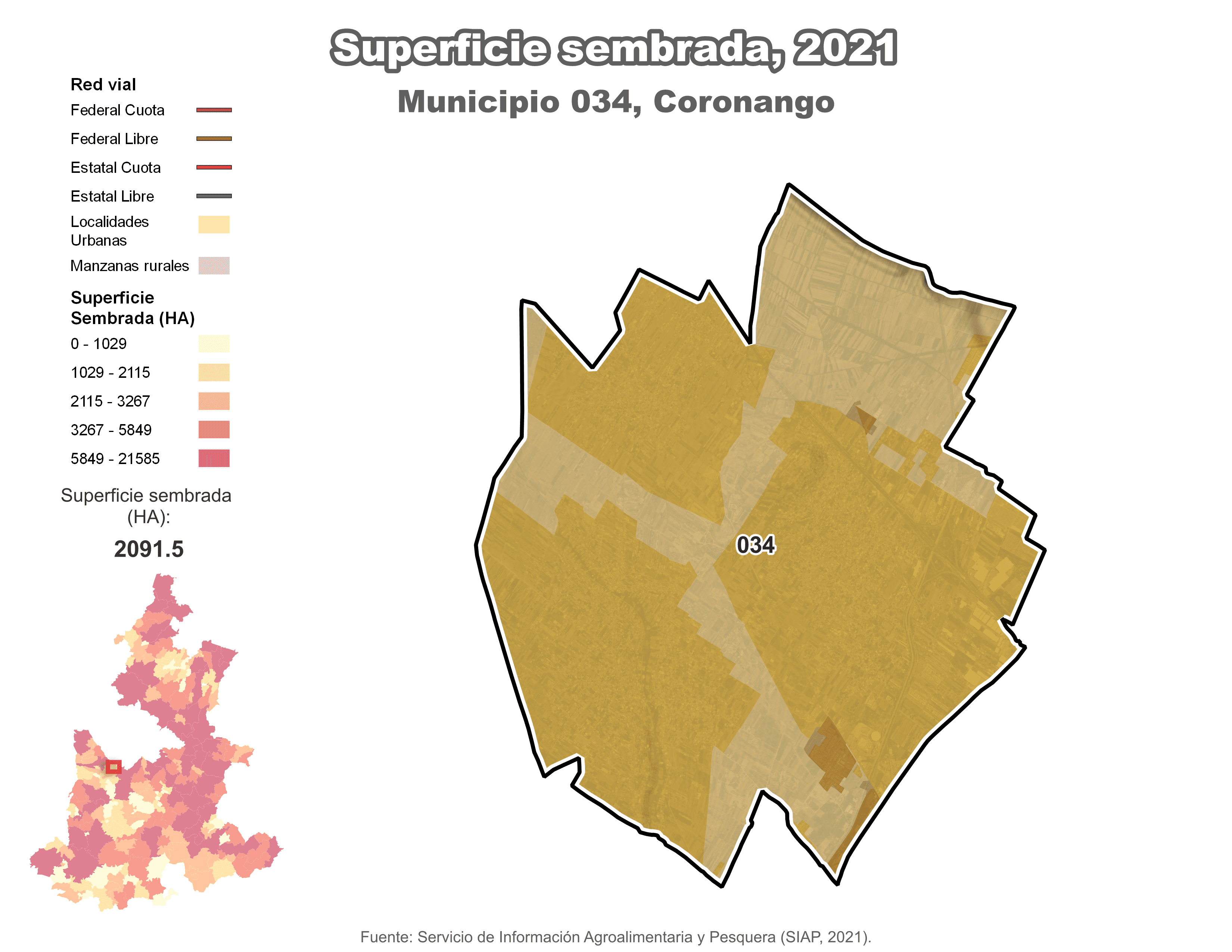 Biblioteca de Mapas - Superficie sembrada municipio de Coronango