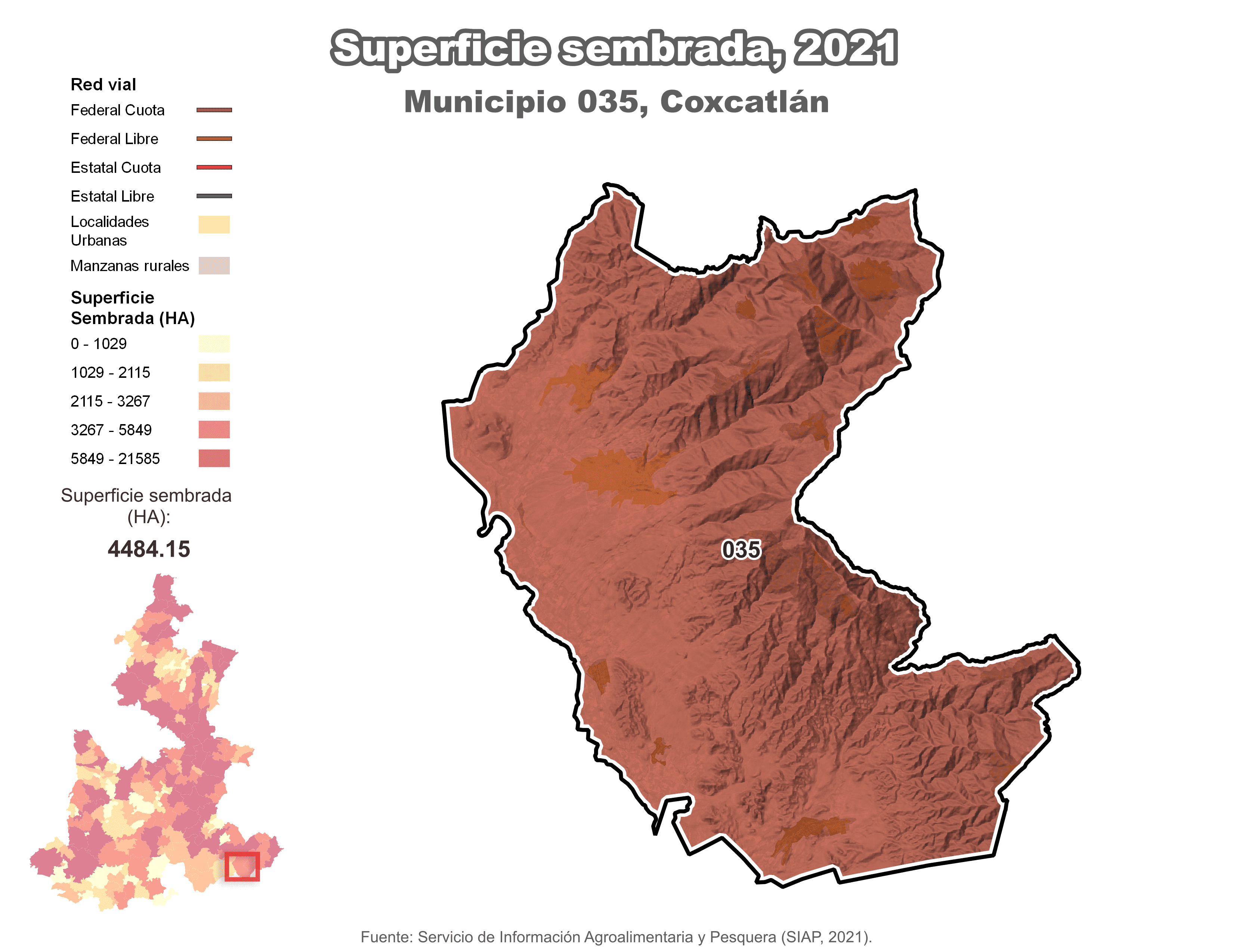 Biblioteca de Mapas - Superficie sembrada municipio de Coxcatlán