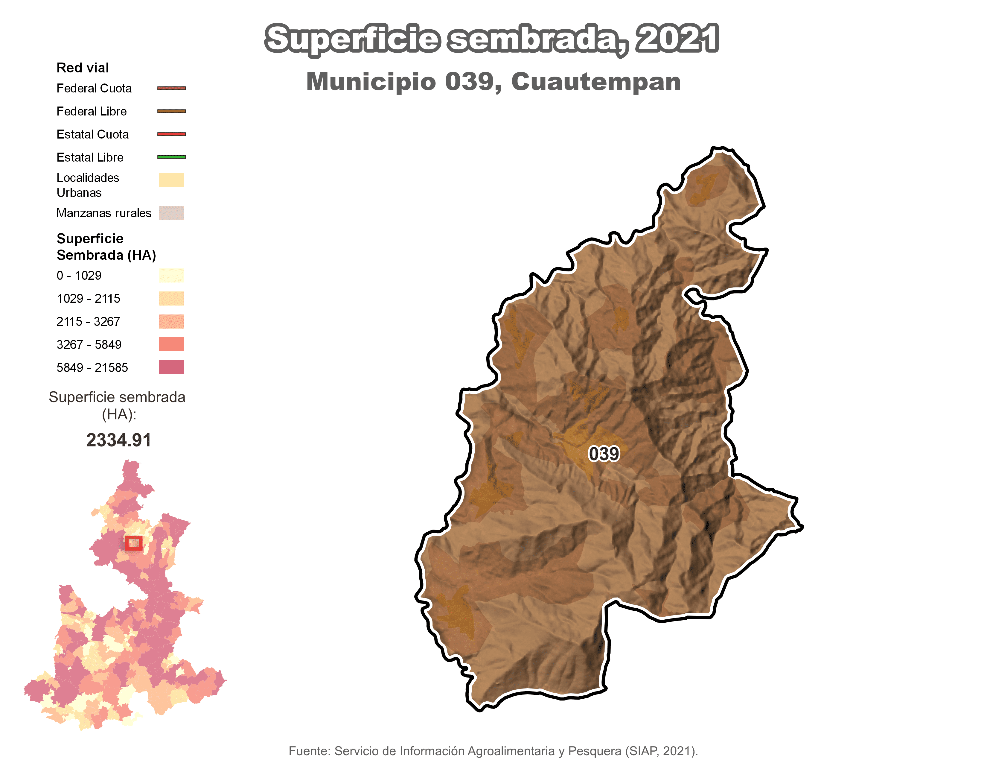 Biblioteca de Mapas - Superficie sembrada municipio de Cuautempan