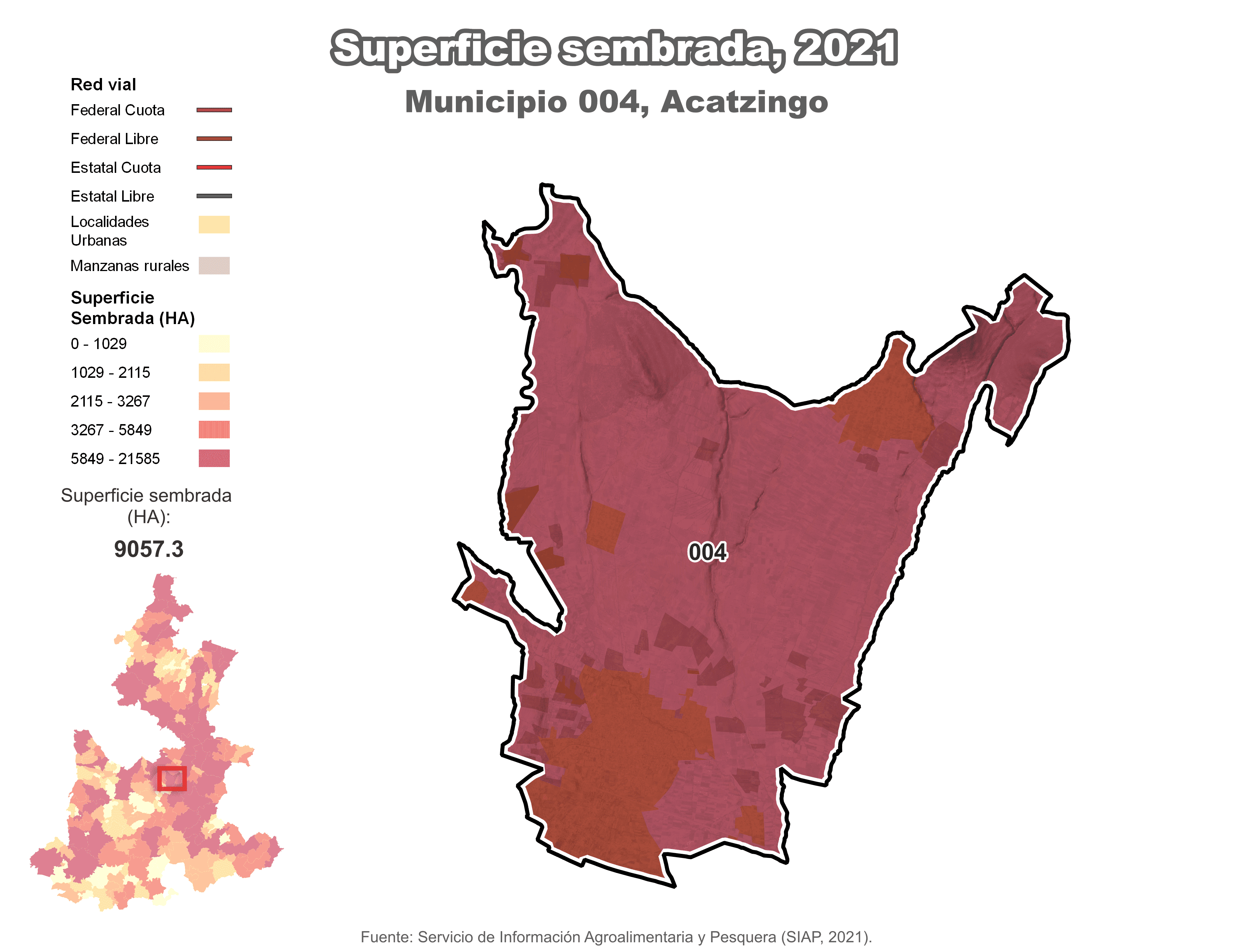 Biblioteca de Mapas - Superficie sembrada municipio de Acatzingo