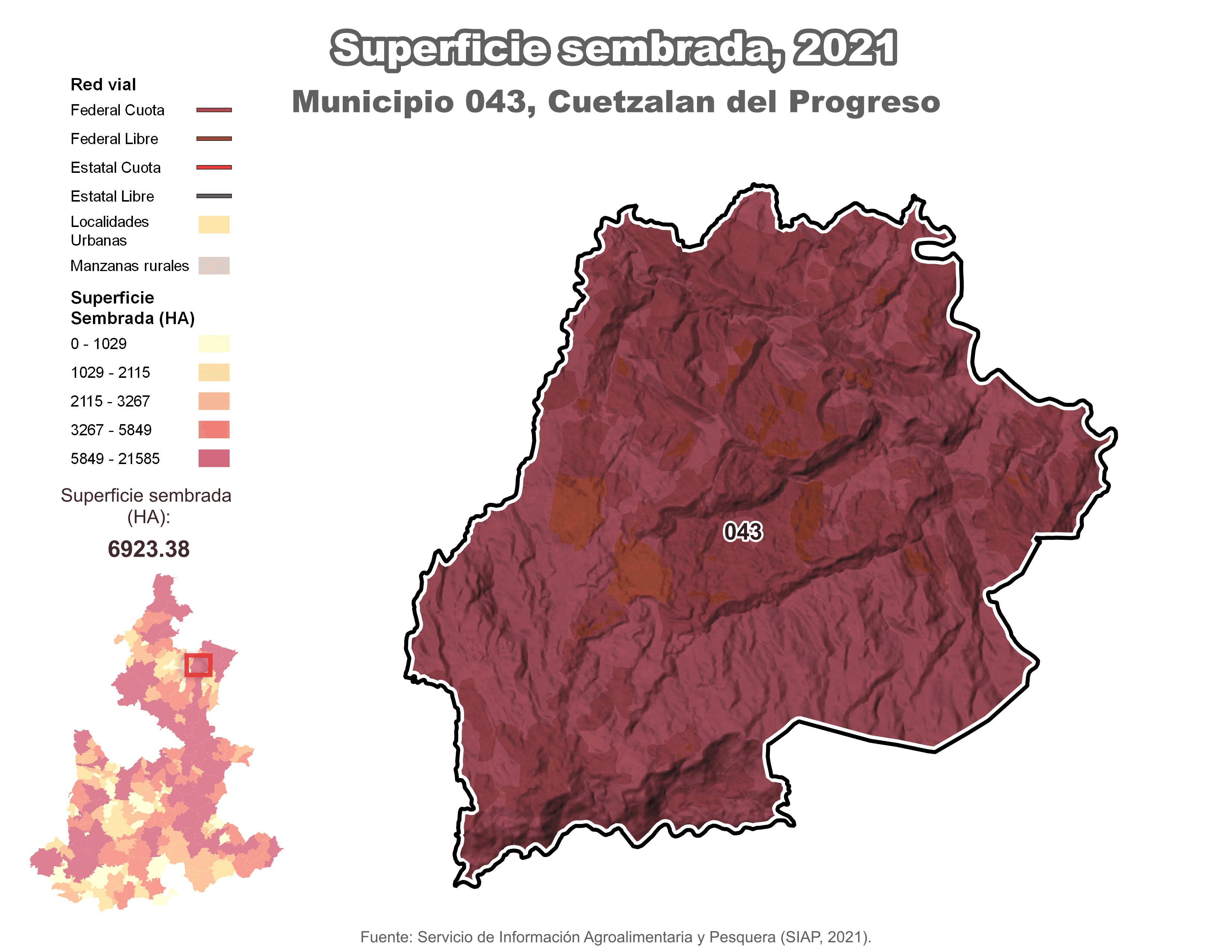 Biblioteca de Mapas - Superficie sembrada municipio de Cuetzalan del Progreso