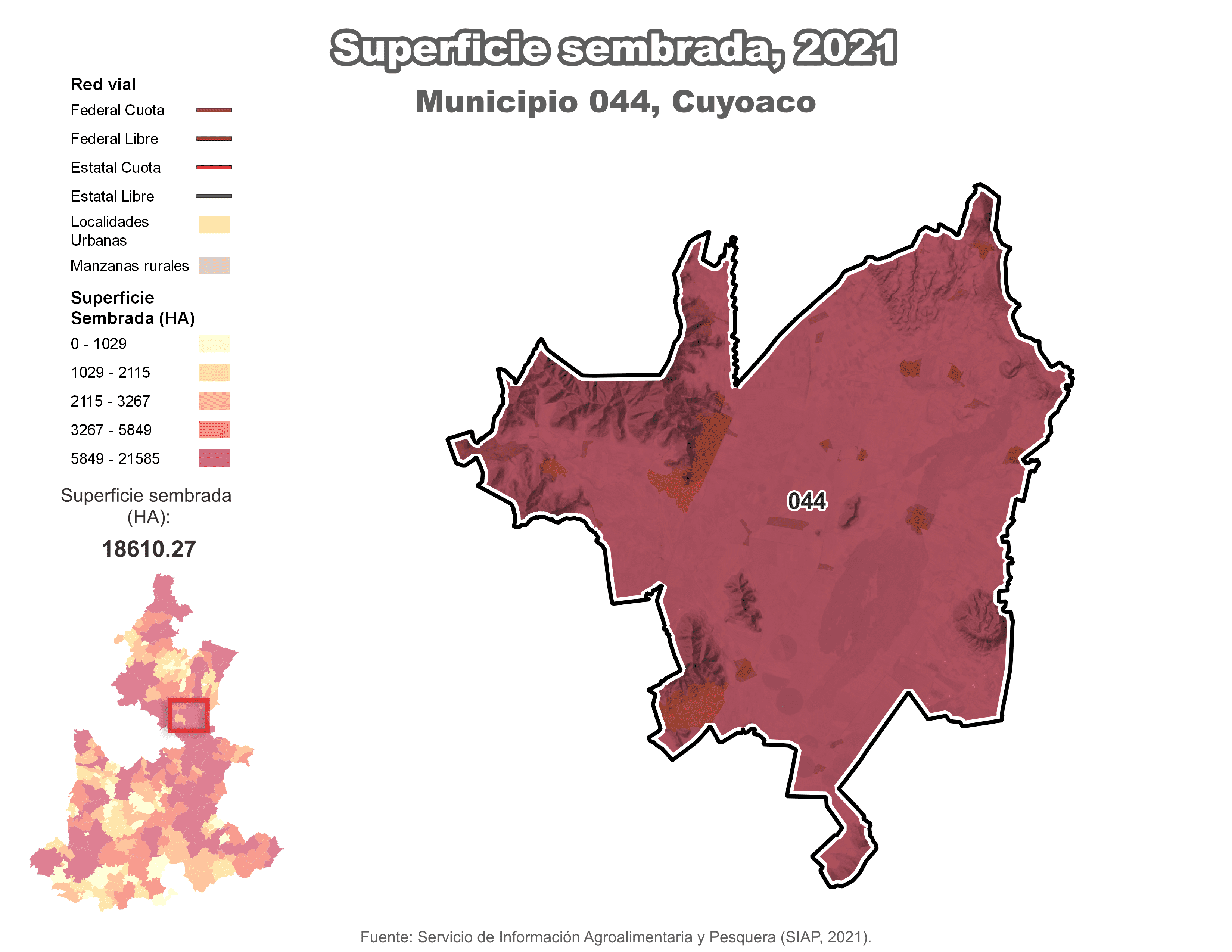 Biblioteca de Mapas - Superficie sembrada municipio de Cuyoaco