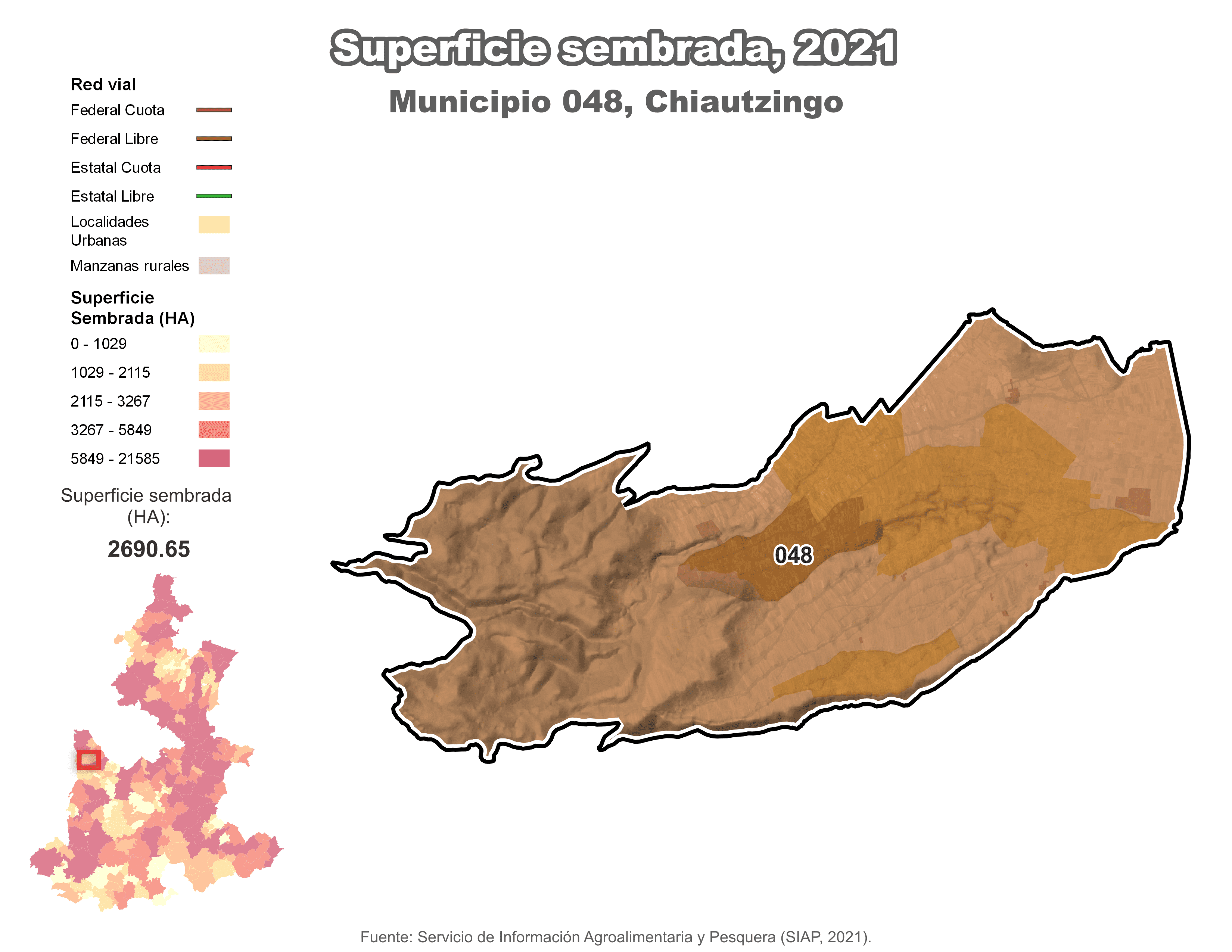 Biblioteca de Mapas - Superficie sembrada municipio de Chiautzingo