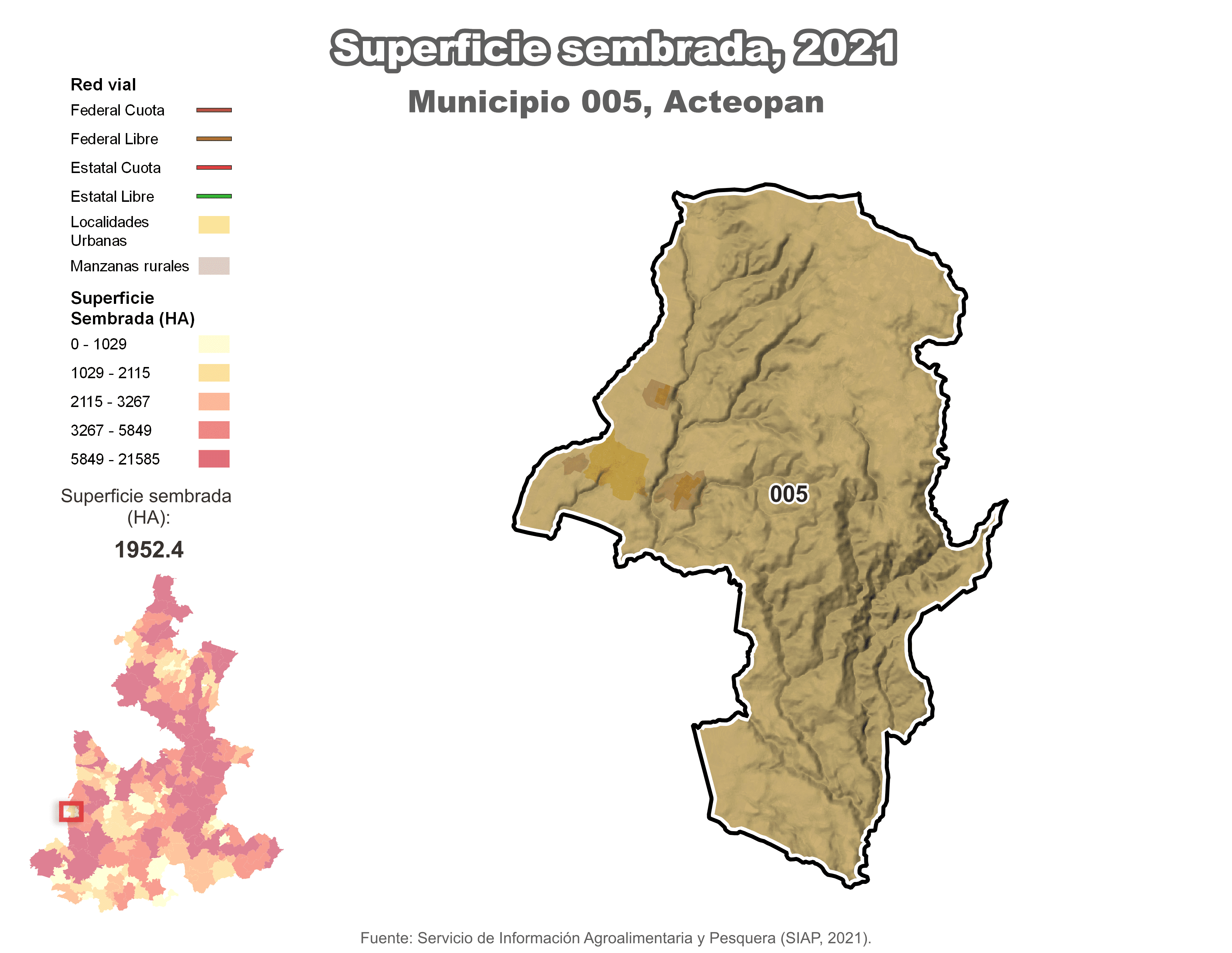 Biblioteca de Mapas - Superficie sembrada municipio de Acteopan