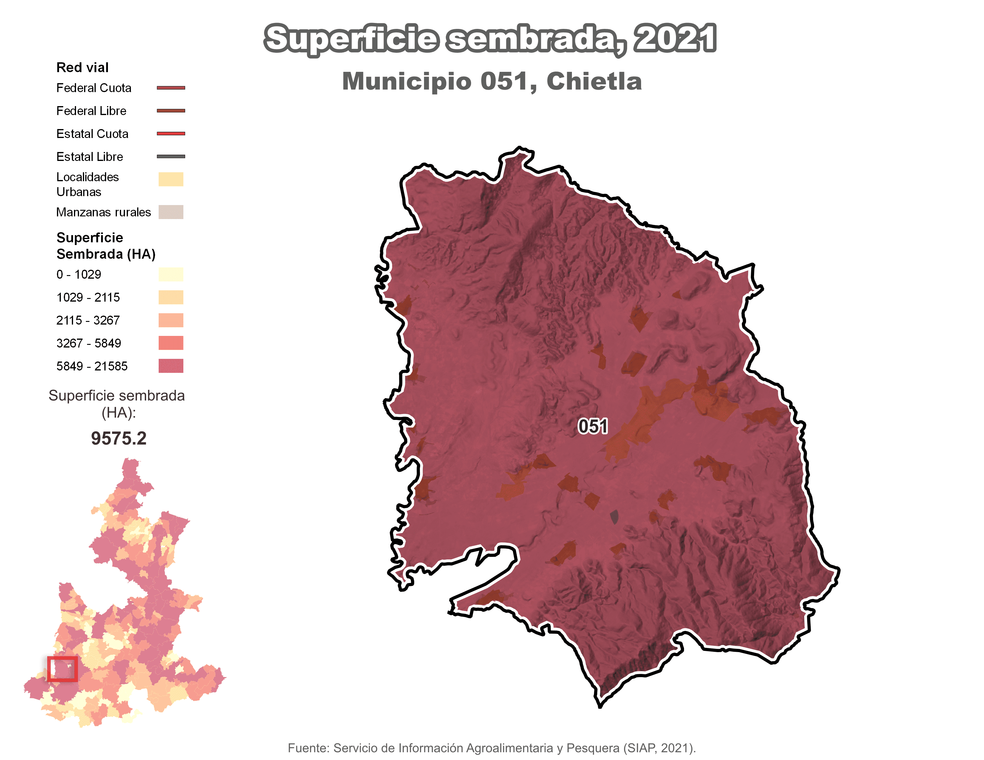 Biblioteca de Mapas - Superficie sembrada municipio de Chietla