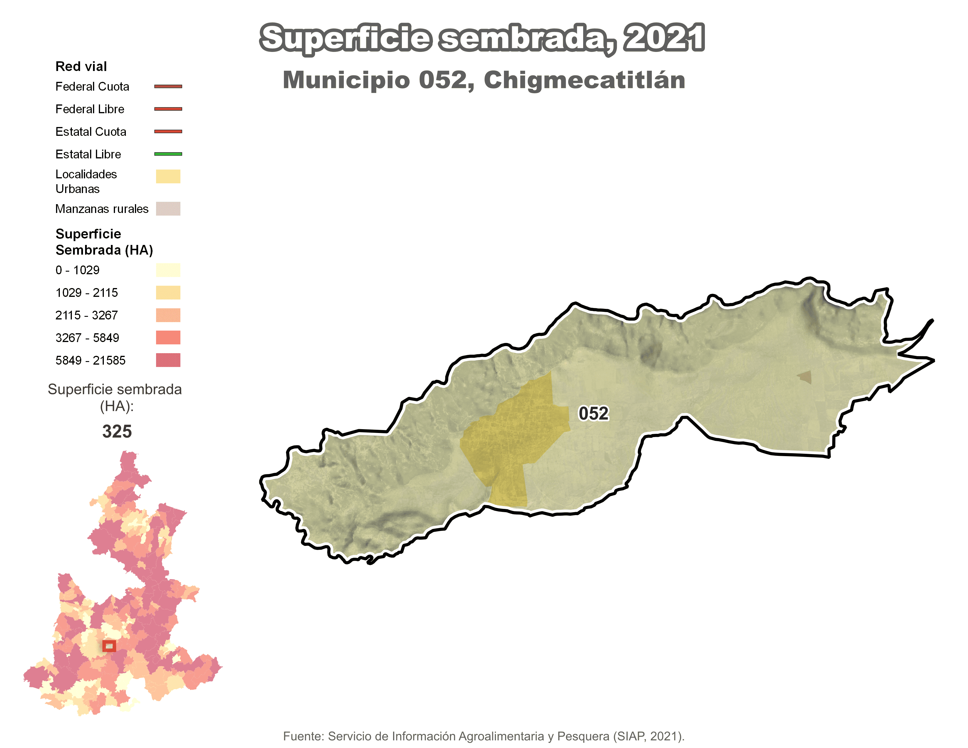 Biblioteca de Mapas - Superficie sembrada municipio de Chigmecatitlán