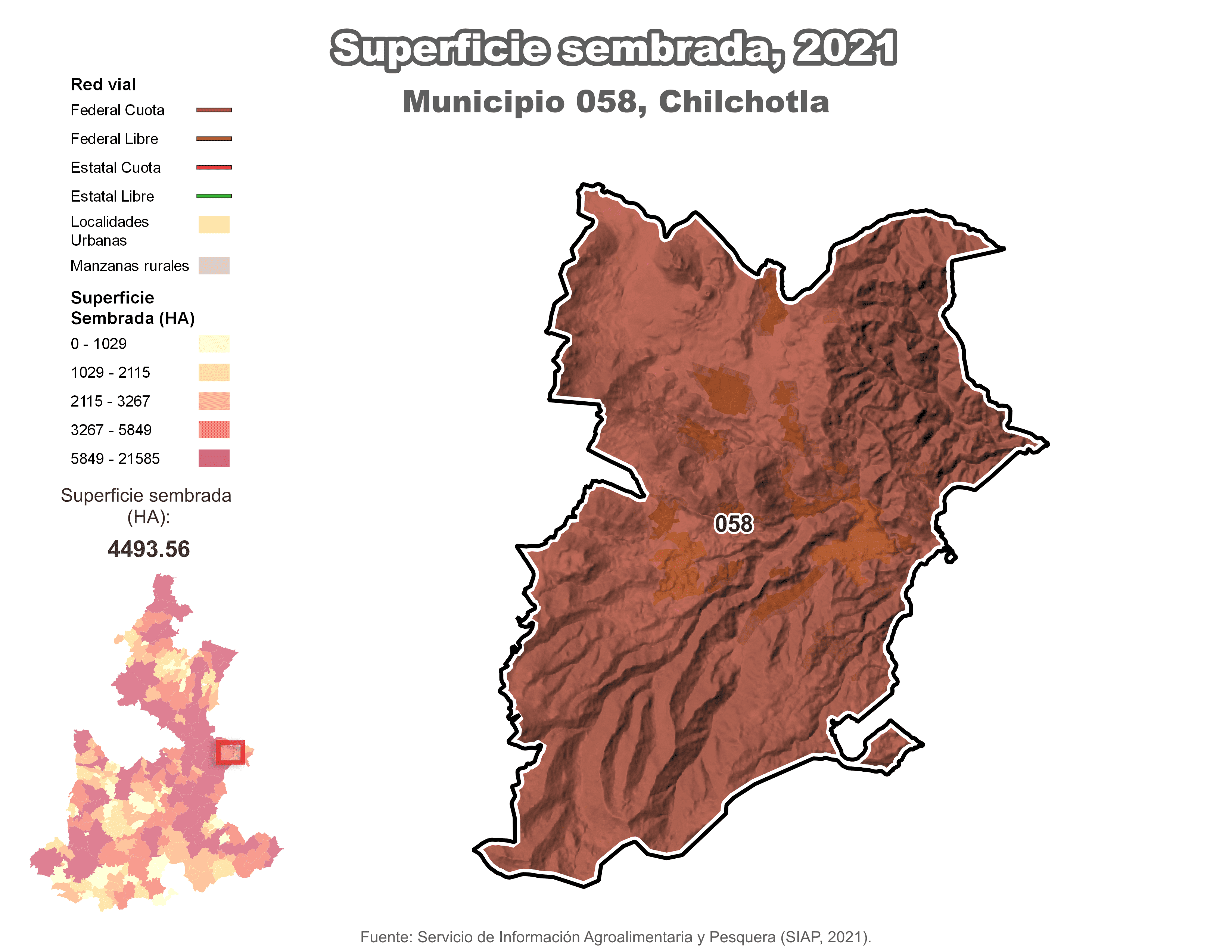 Biblioteca de Mapas - Superficie sembrada municipio de Chilchotla