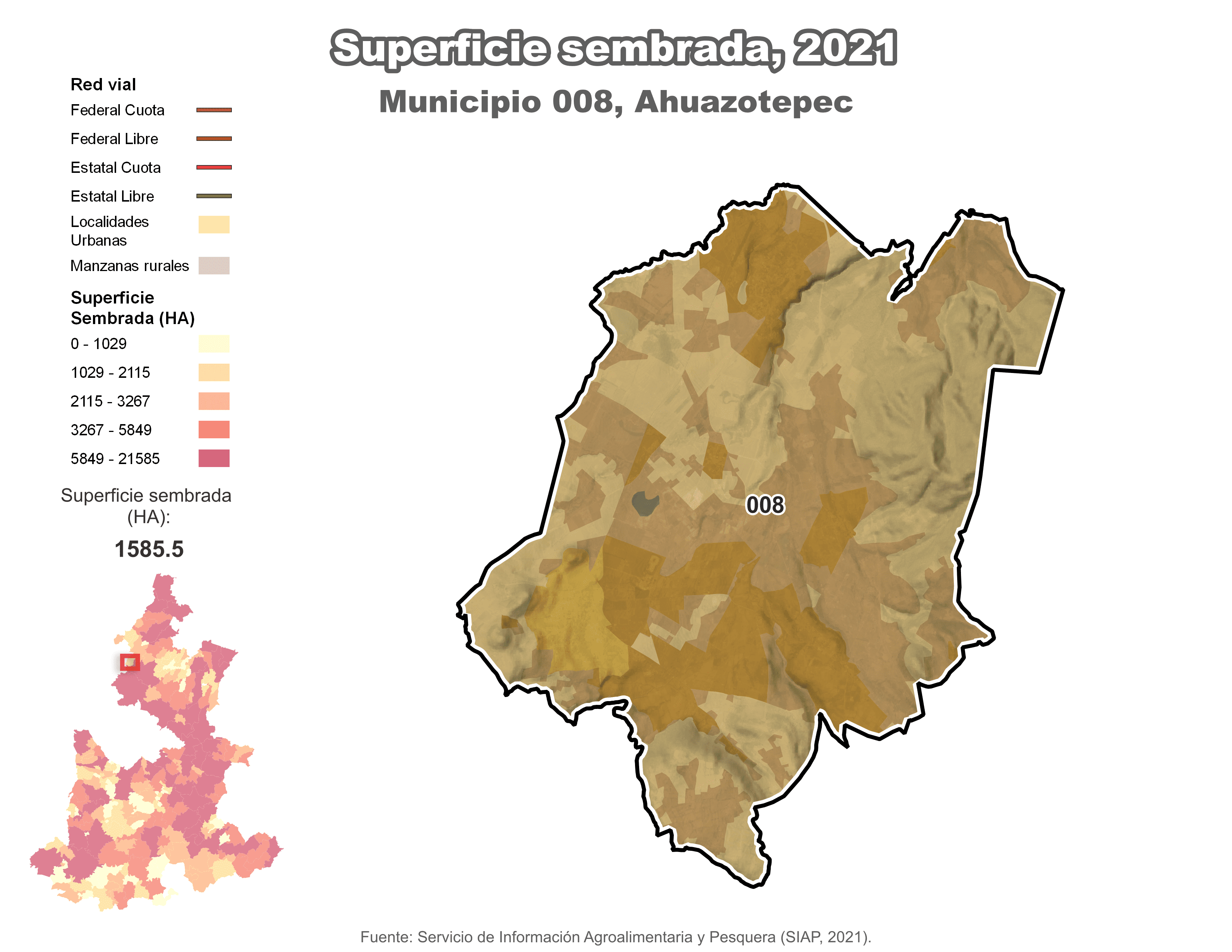 Biblioteca de Mapas - Superficie sembrada municipio de Ahuazotepec