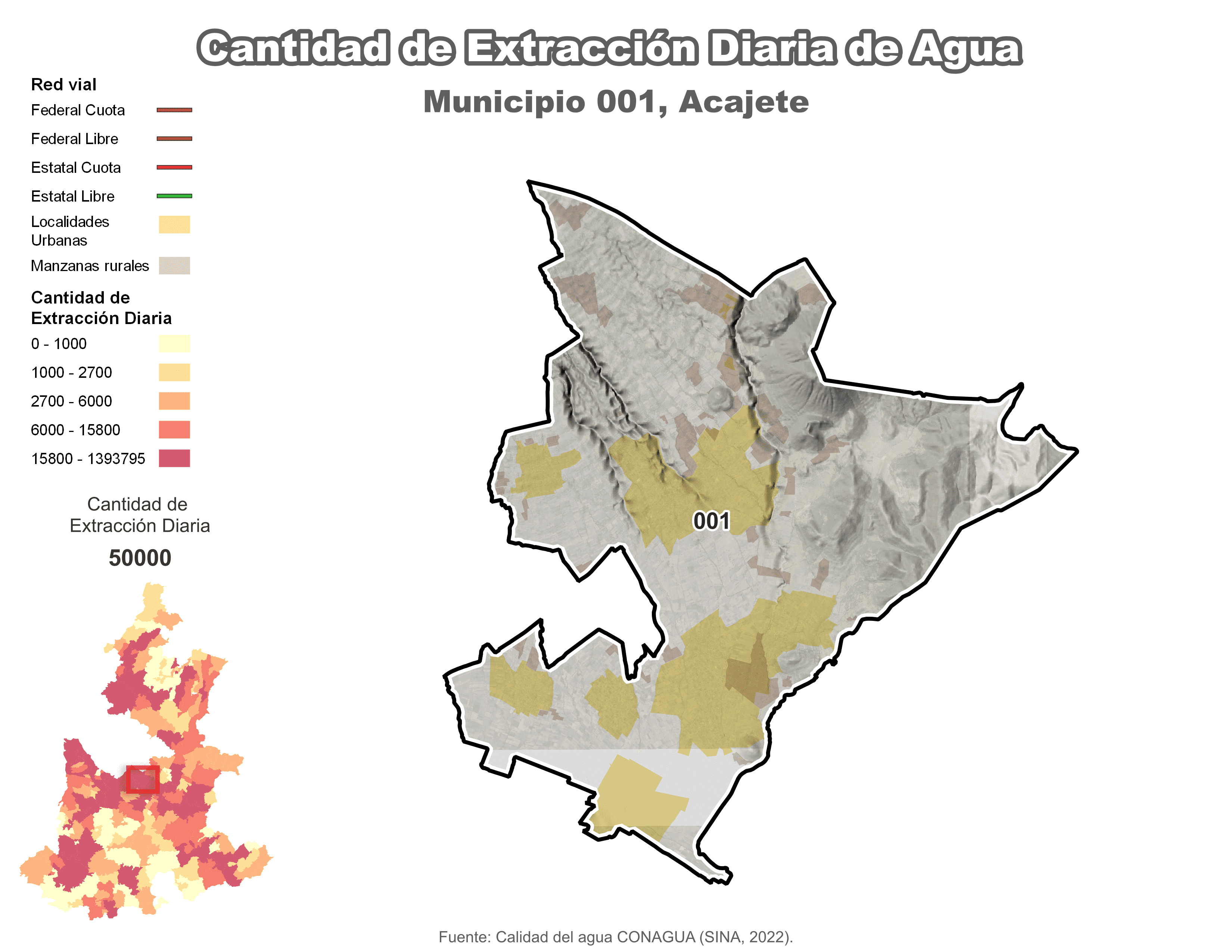 Biblioteca de Mapas - Extracción de agua en municipio de Acajete