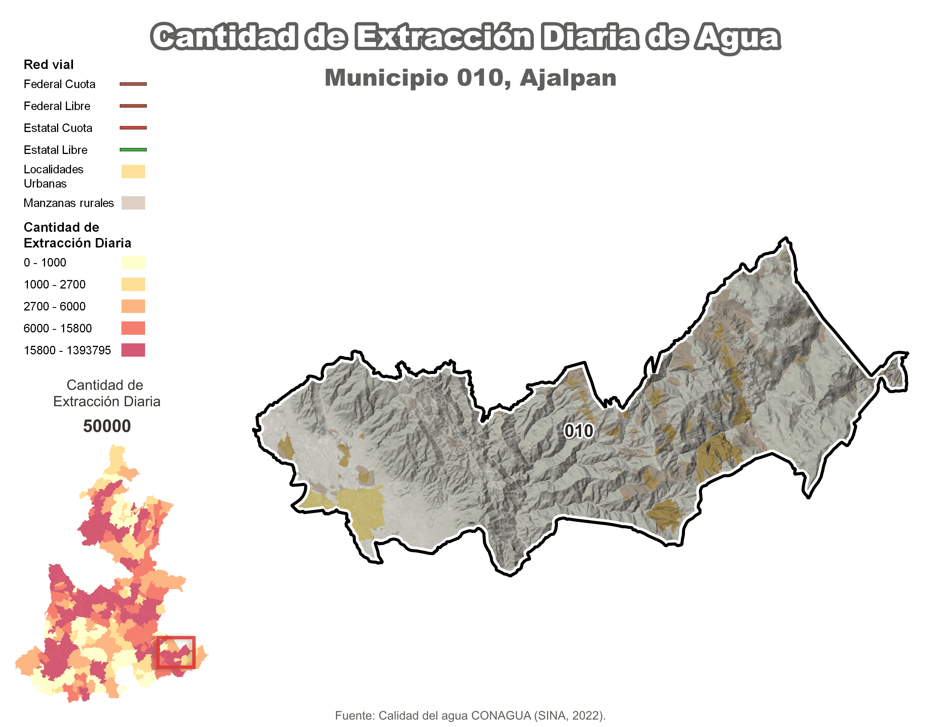 Biblioteca de Mapas - Extracción de agua en municipio de Ajalpan