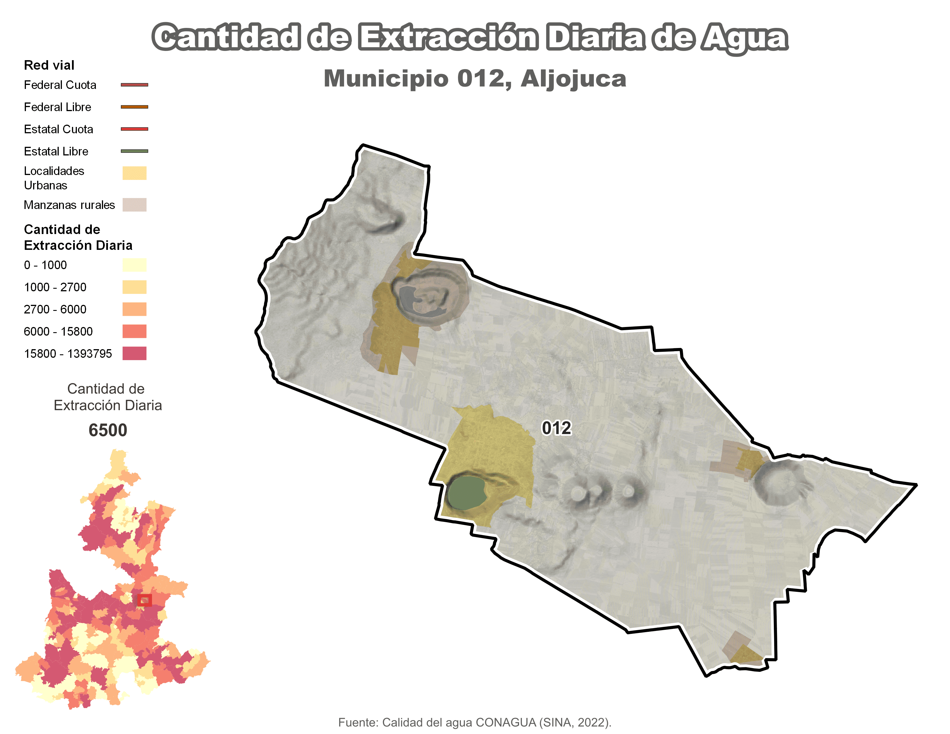 Biblioteca de Mapas - Extracción de agua en municipio de Aljojuca