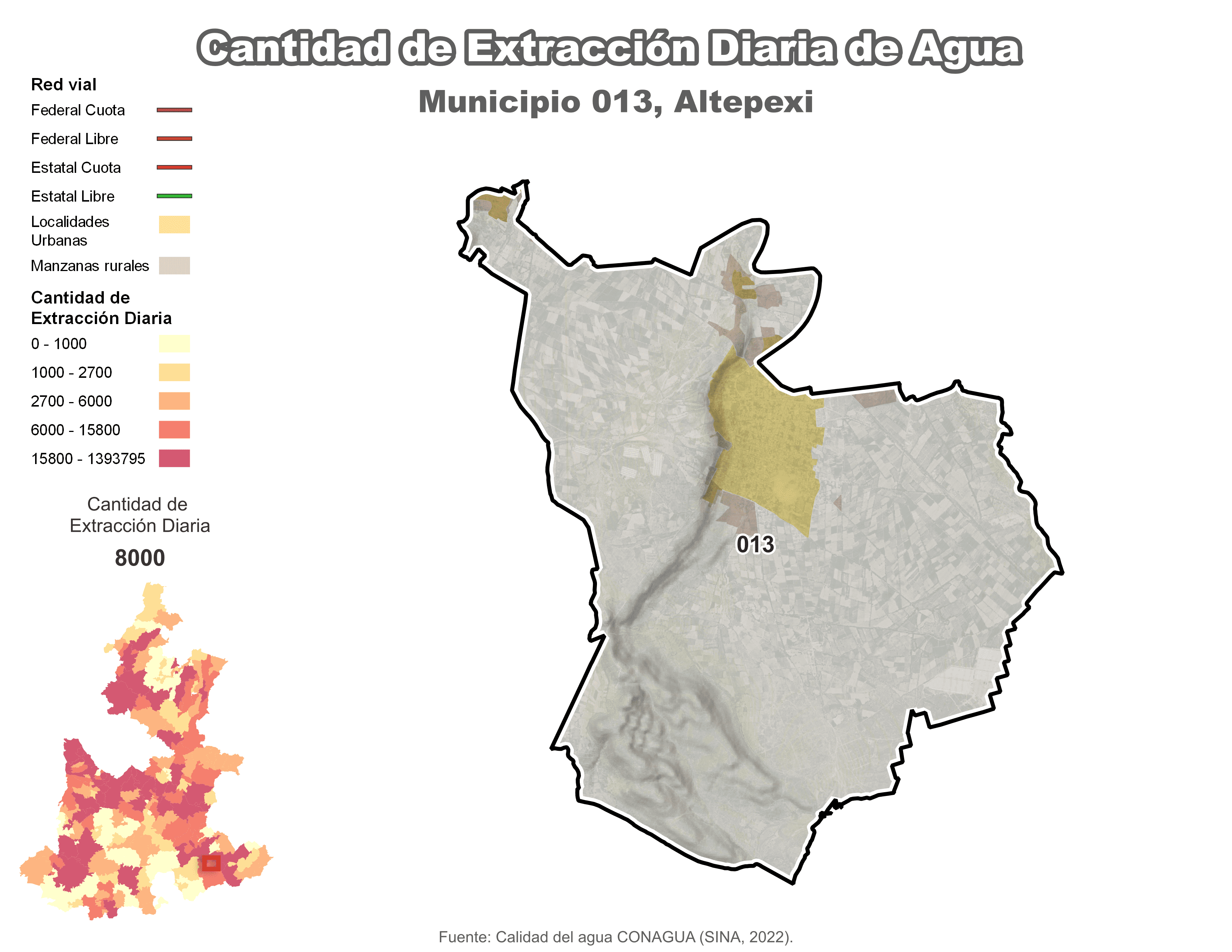 Biblioteca de Mapas - Extracción de agua en municipio de Altepexi