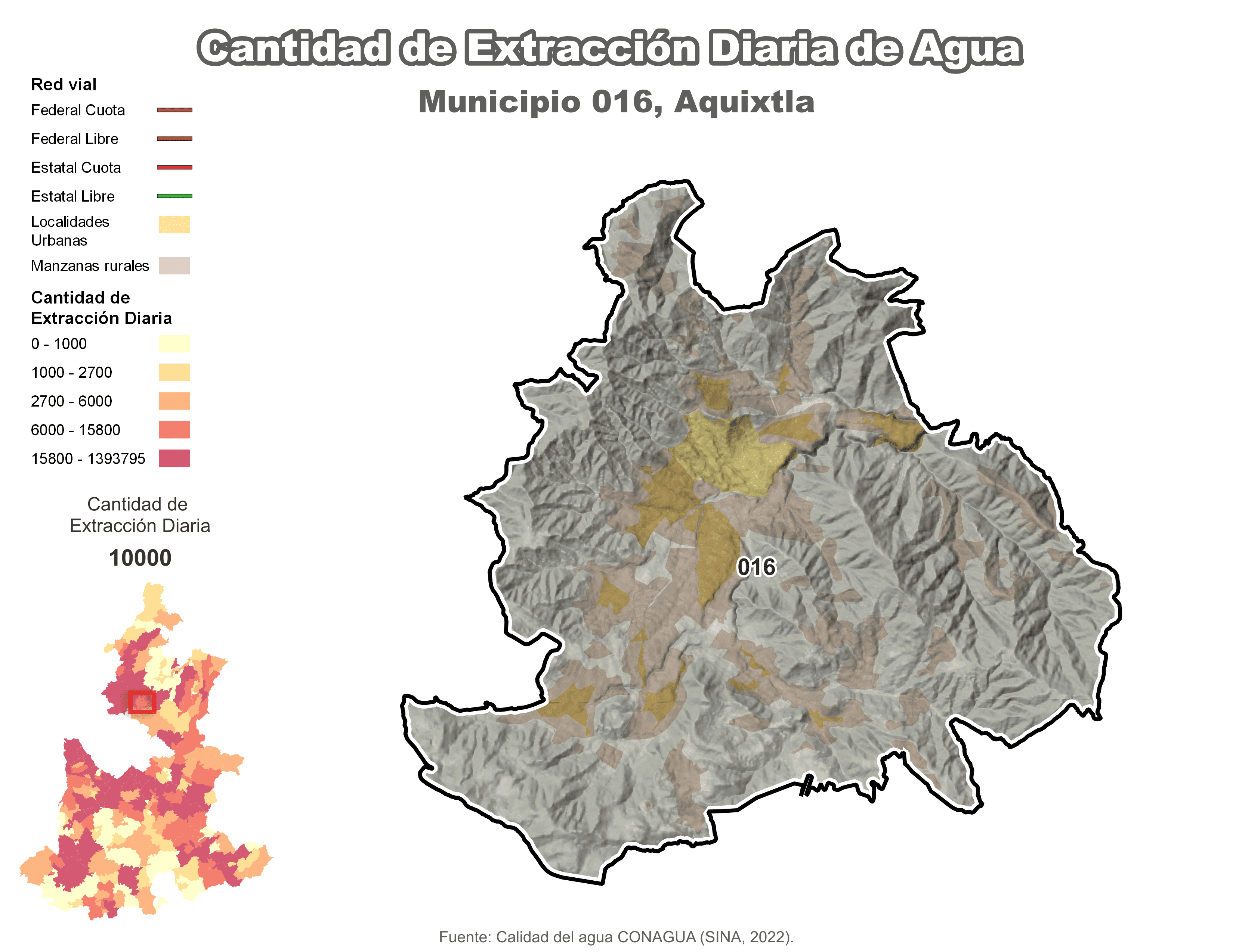 Biblioteca de Mapas - Extracción de agua en municipio de Aquixtla