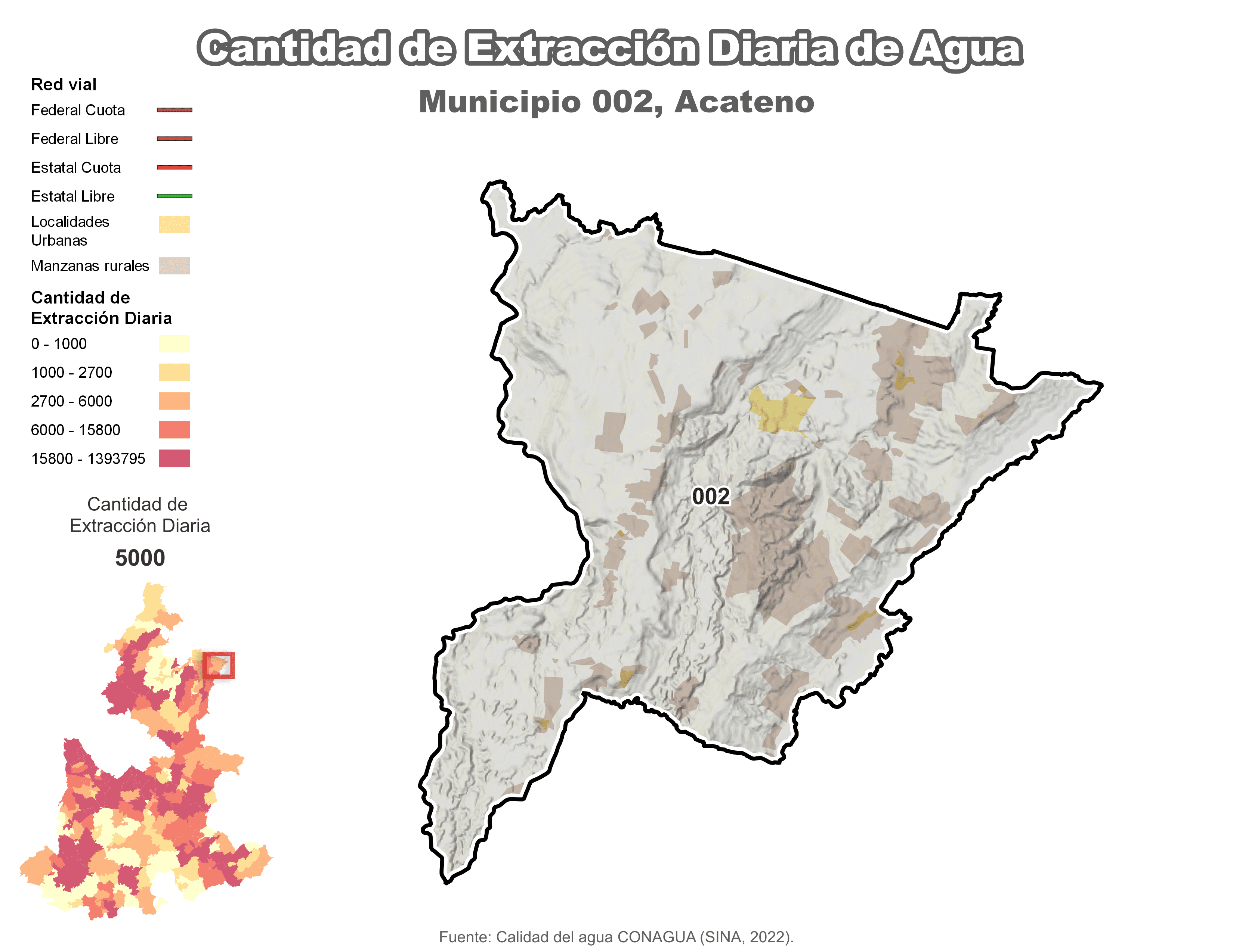 Biblioteca de Mapas - Extracción de agua en municipio de Acateno