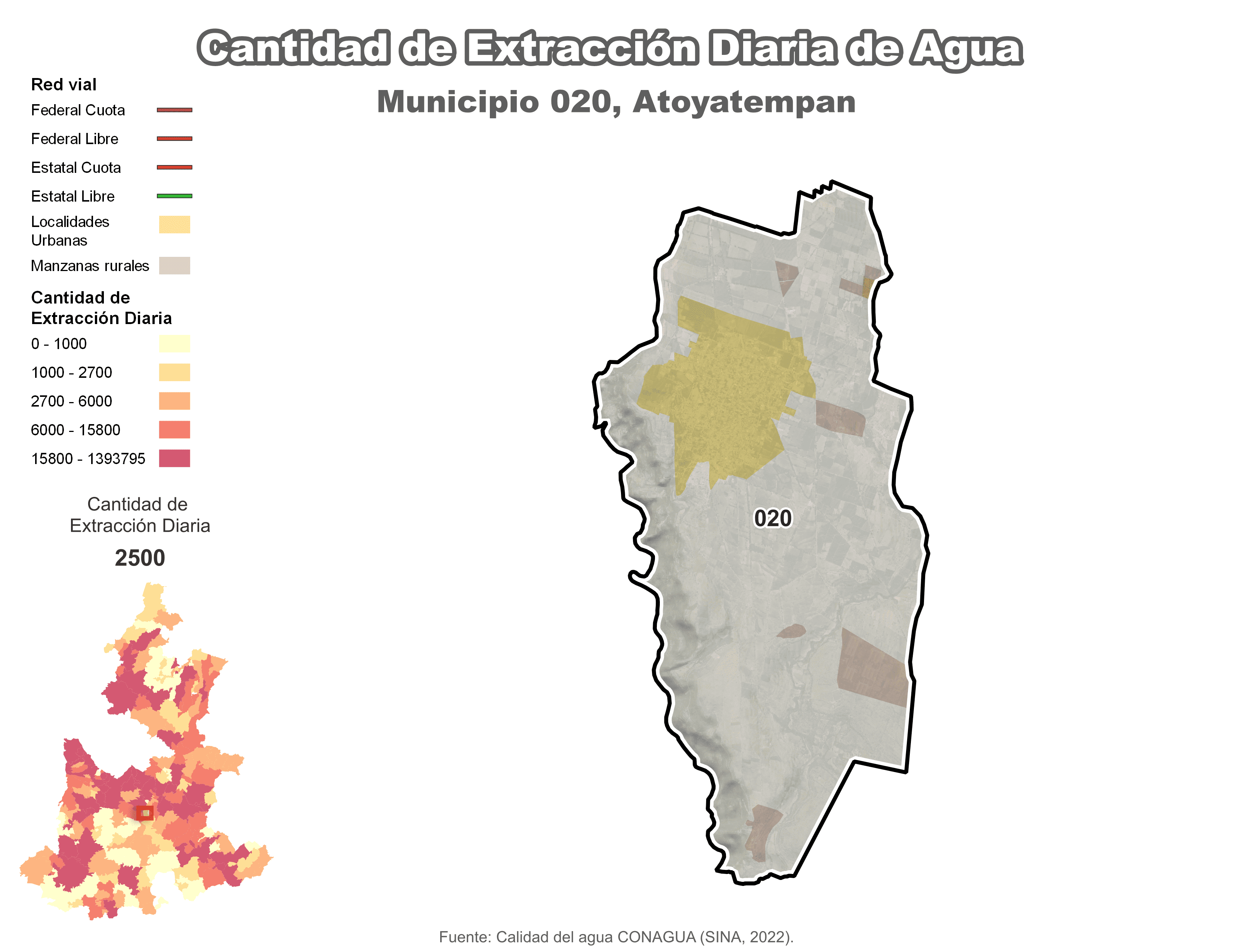 Biblioteca de Mapas - Extracción de agua en municipio de Atoyatempan