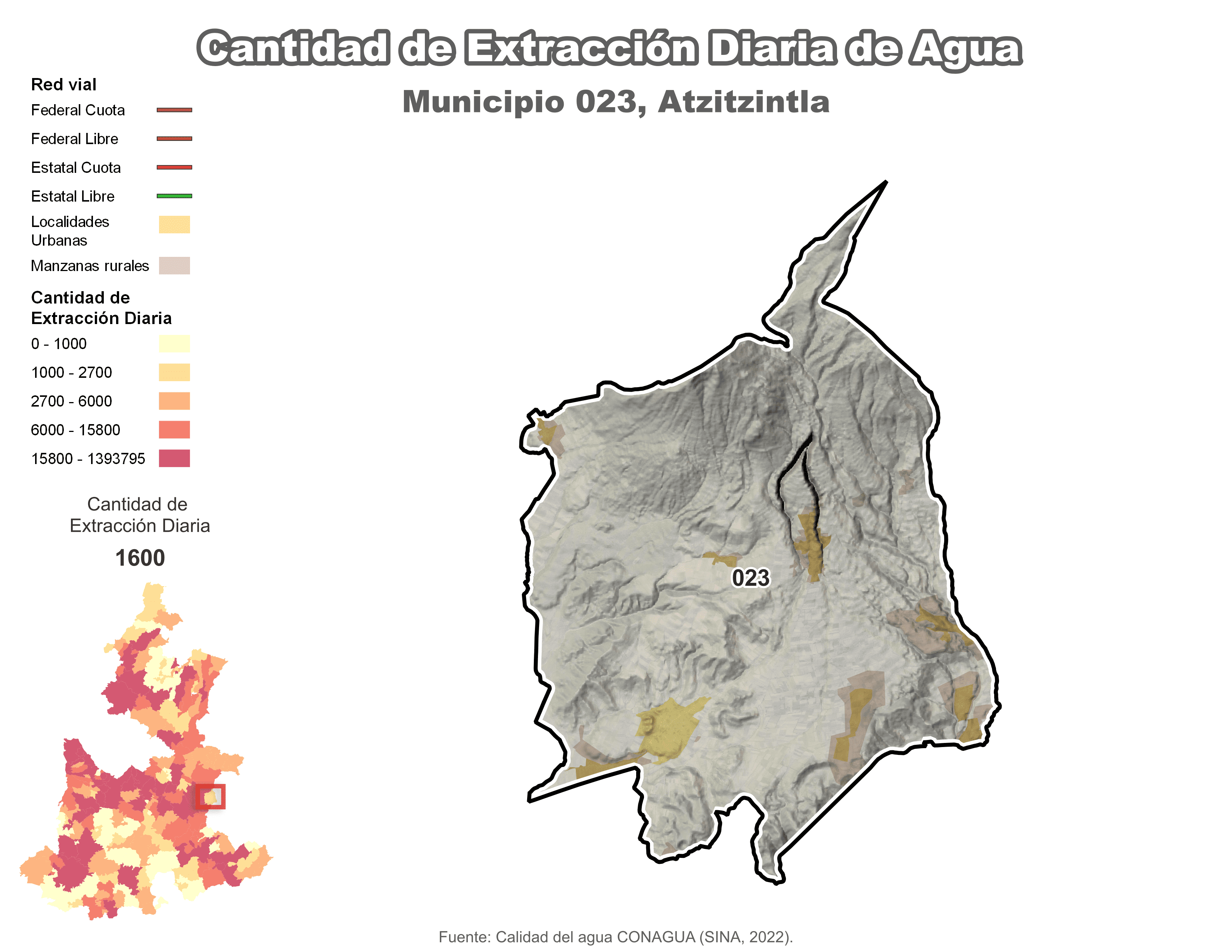 Biblioteca de Mapas - Extracción de agua en municipio de Atzitzintla