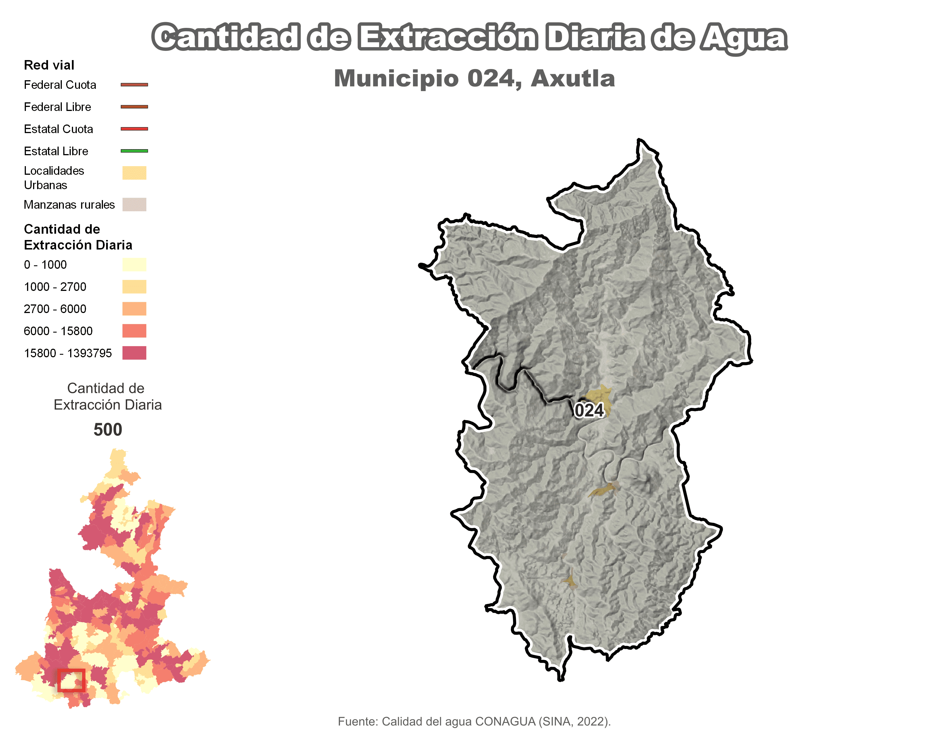 Biblioteca de Mapas - Extracción de agua en municipio de Axutla