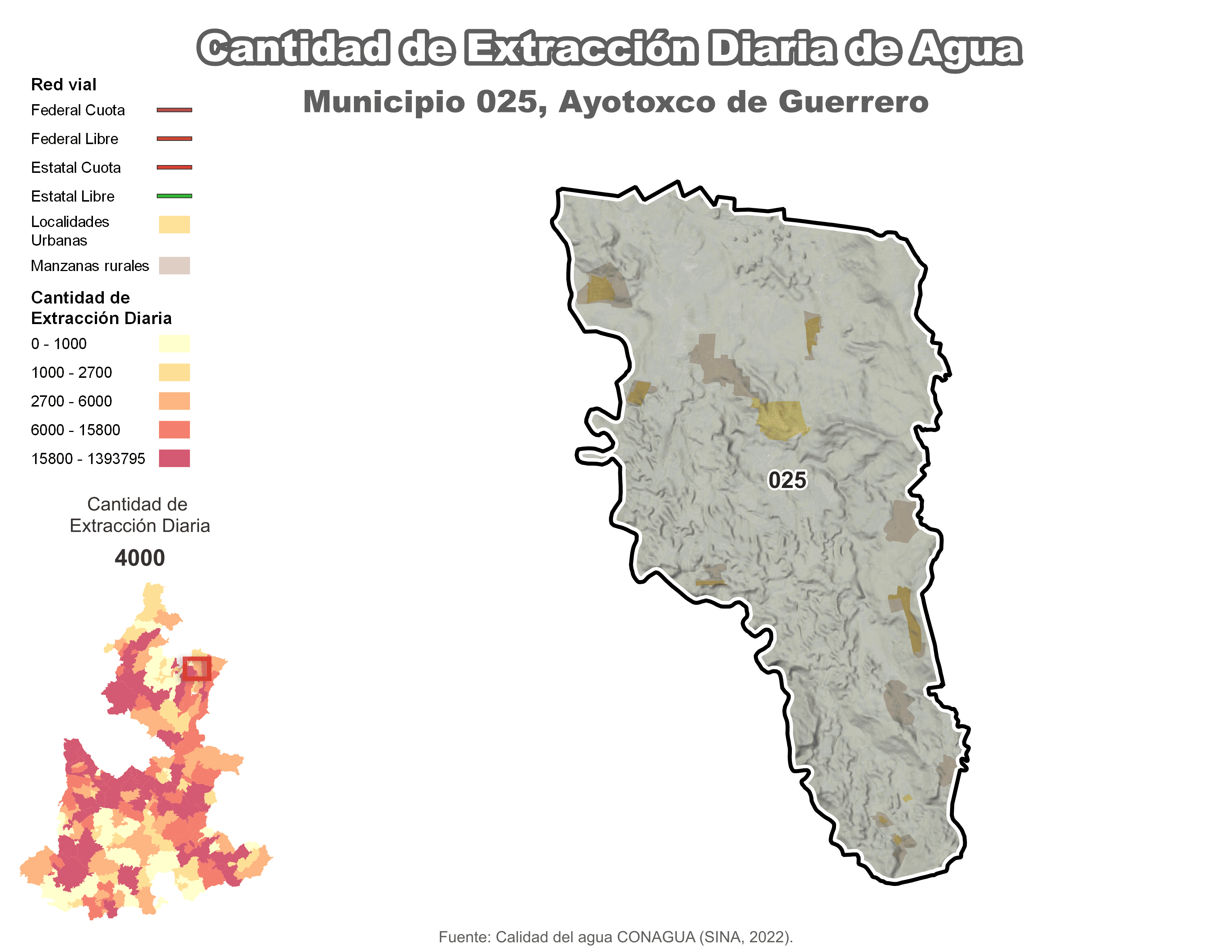 Biblioteca de Mapas - Extracción de agua en municipio de Ayotoxco de Guerrero