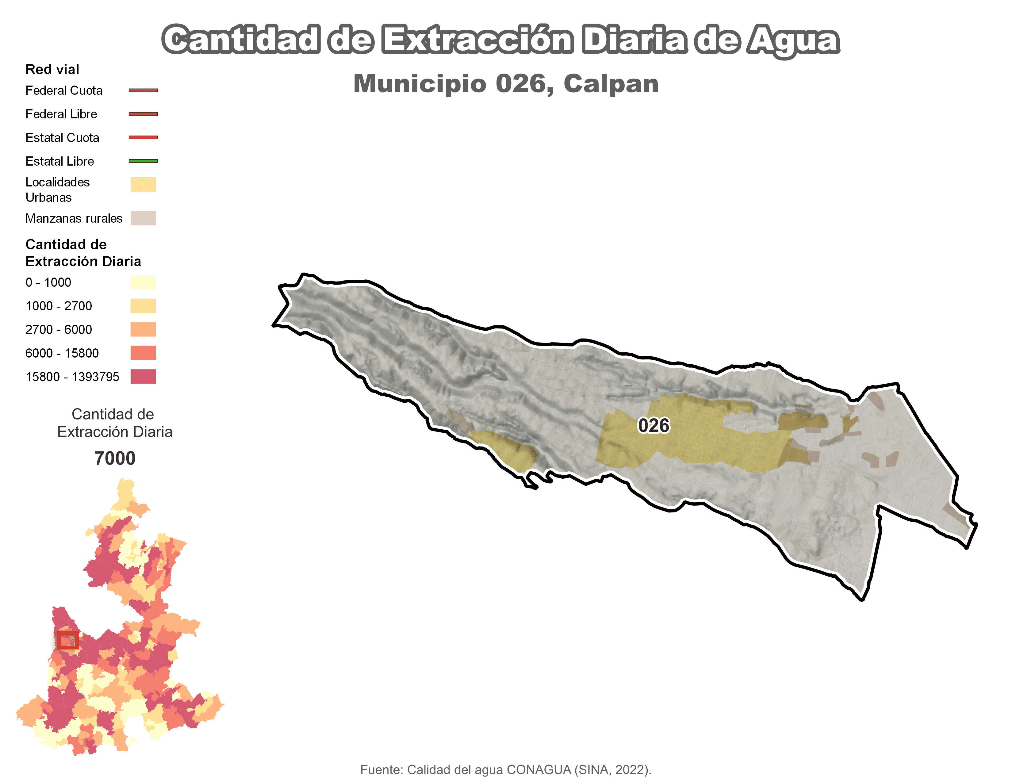 Biblioteca de Mapas - Extracción de agua en municipio de Calpan