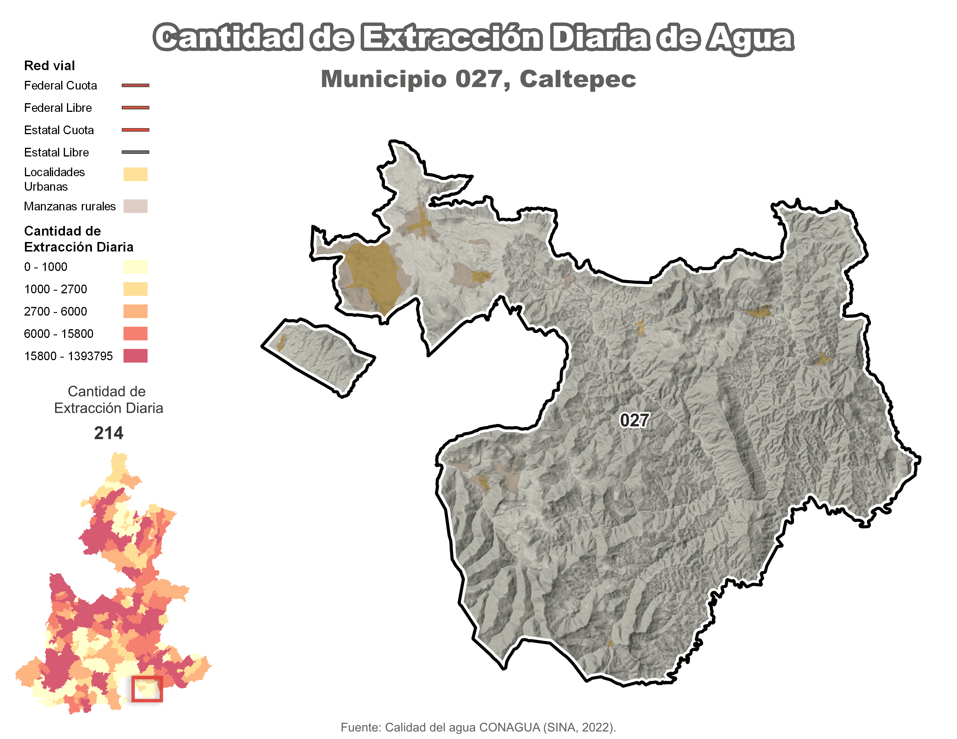 Biblioteca de Mapas - Extracción de agua en municipio de Caltepec