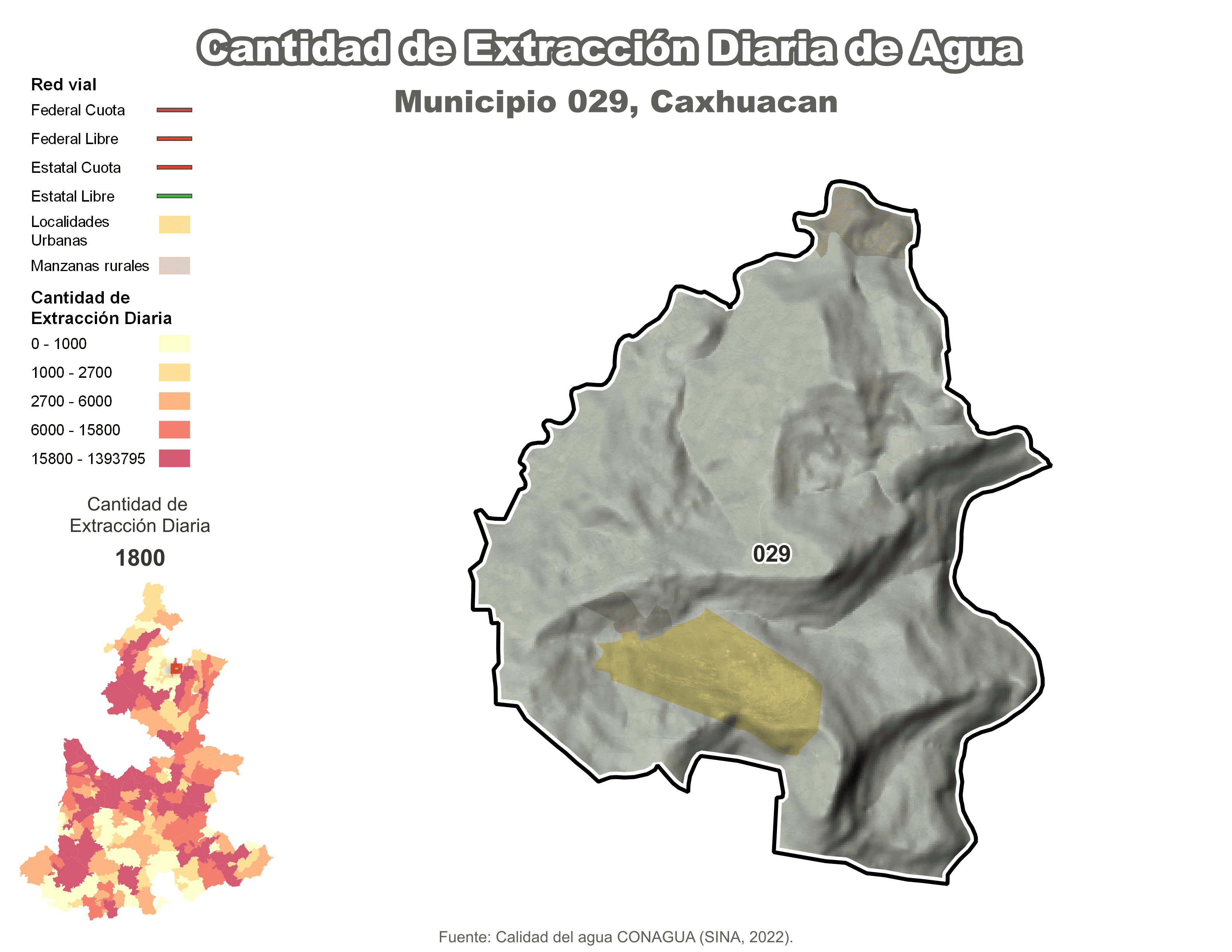 Biblioteca de Mapas - Extracción de agua en municipio de Caxhuacan