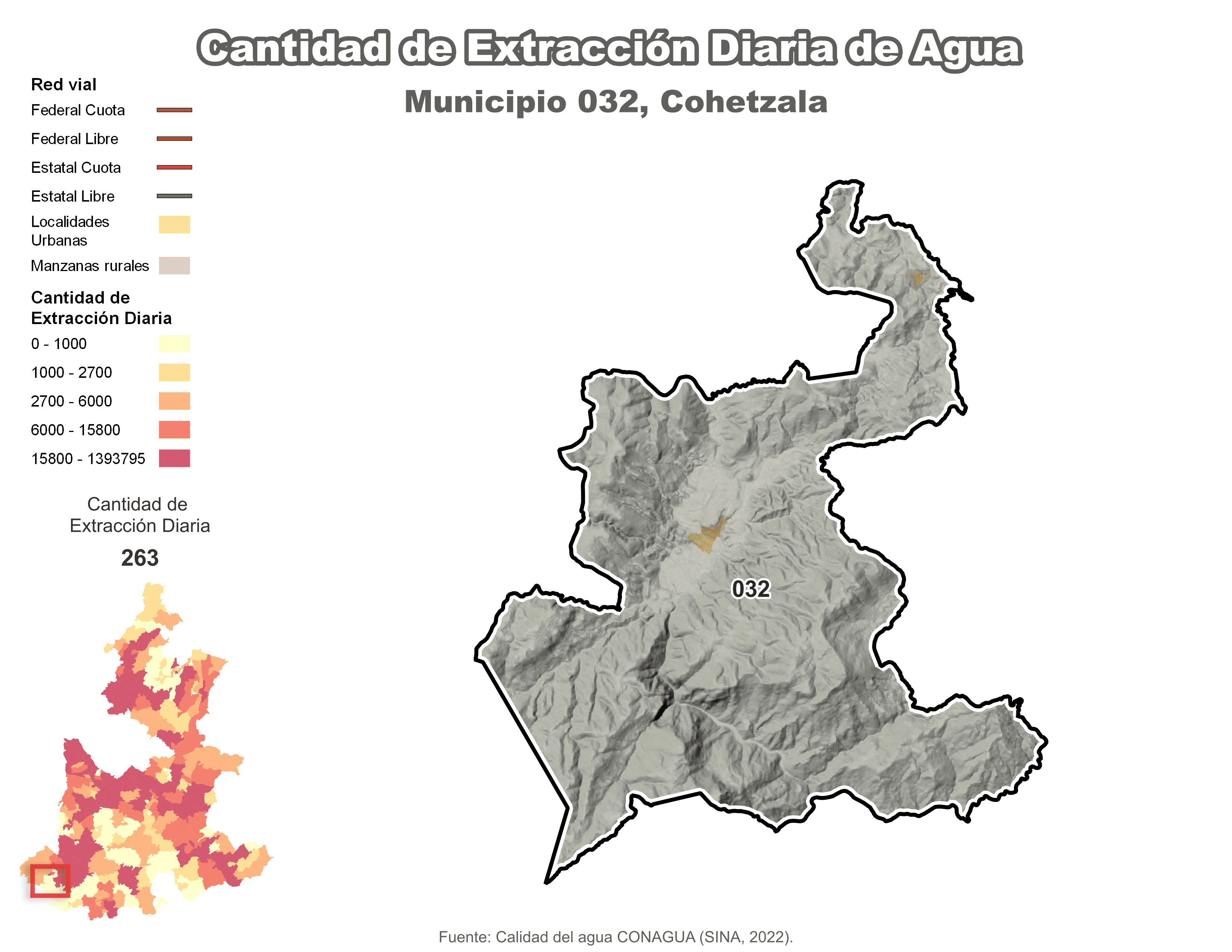 Biblioteca de Mapas - Extracción de agua en municipio de Cohetzala