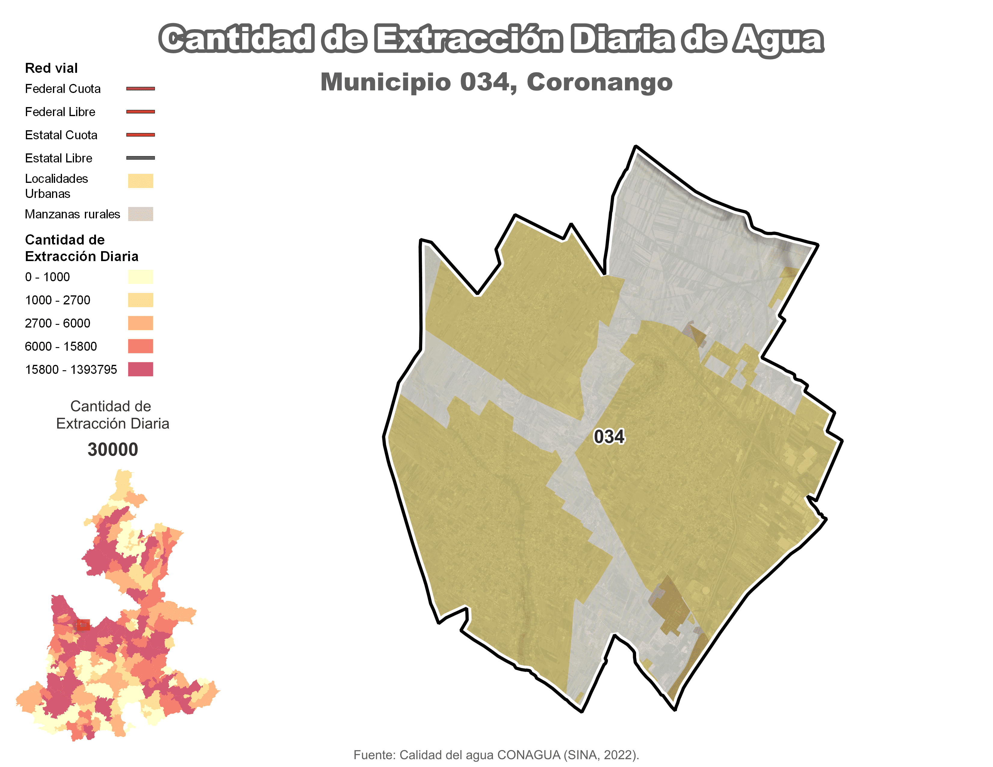 Biblioteca de Mapas - Extracción de agua en municipio de Coronango