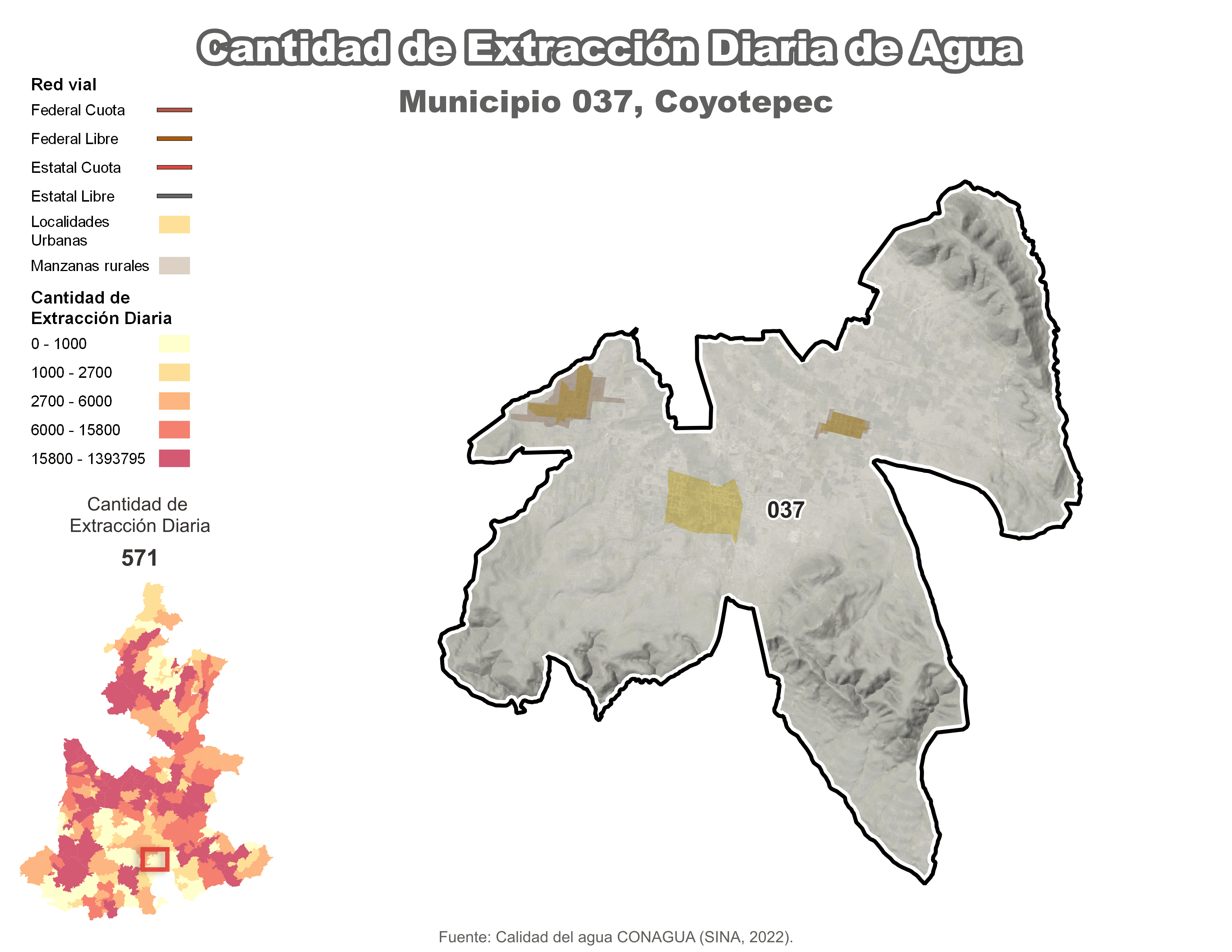 Biblioteca de Mapas - Extracción de agua en municipio de Coyotepec