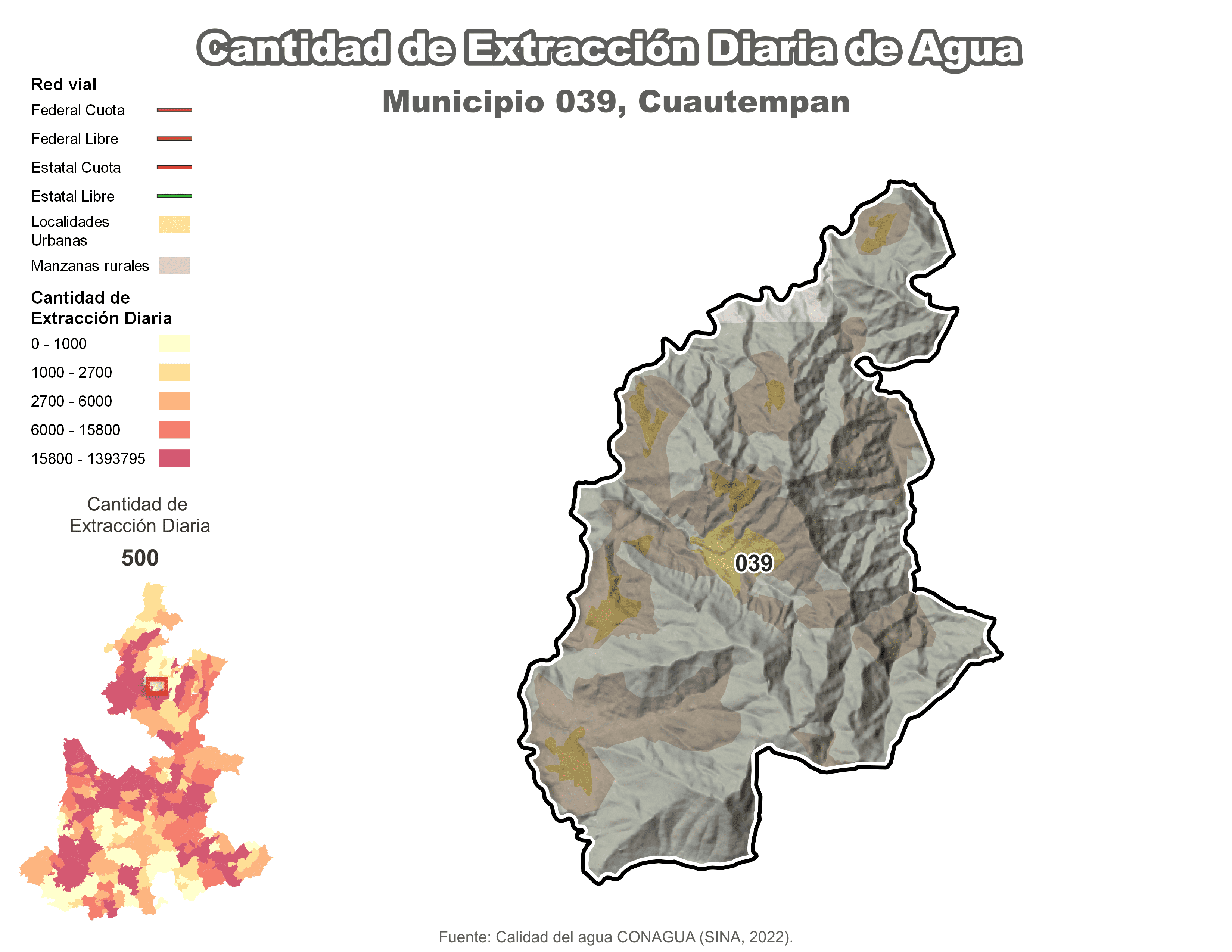 Biblioteca de Mapas - Extracción de agua en municipio de Cuautempan