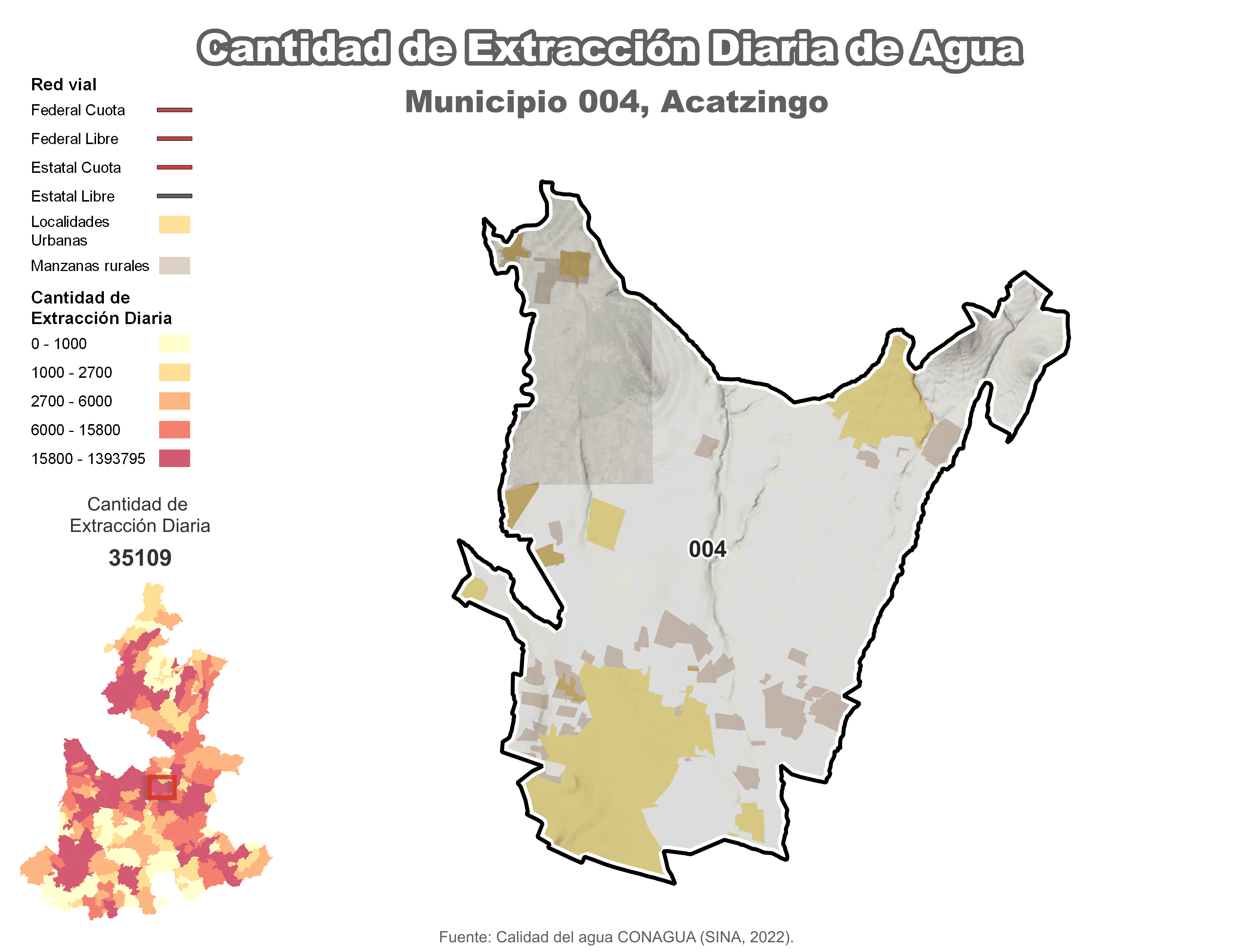 Biblioteca de Mapas - Extracción de agua en municipio de Acatzingo