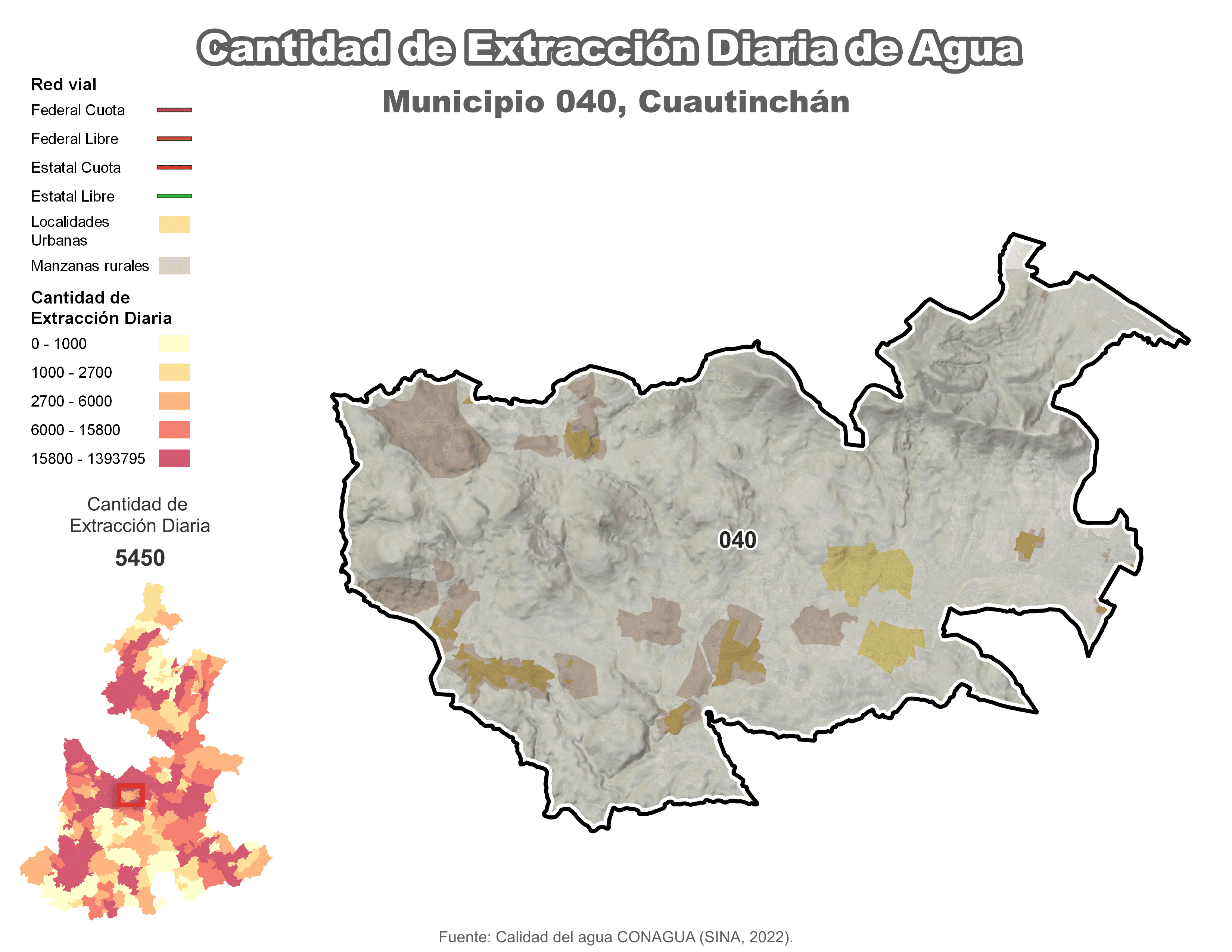 Biblioteca de Mapas - Extracción de agua en municipio de Cuautinchán