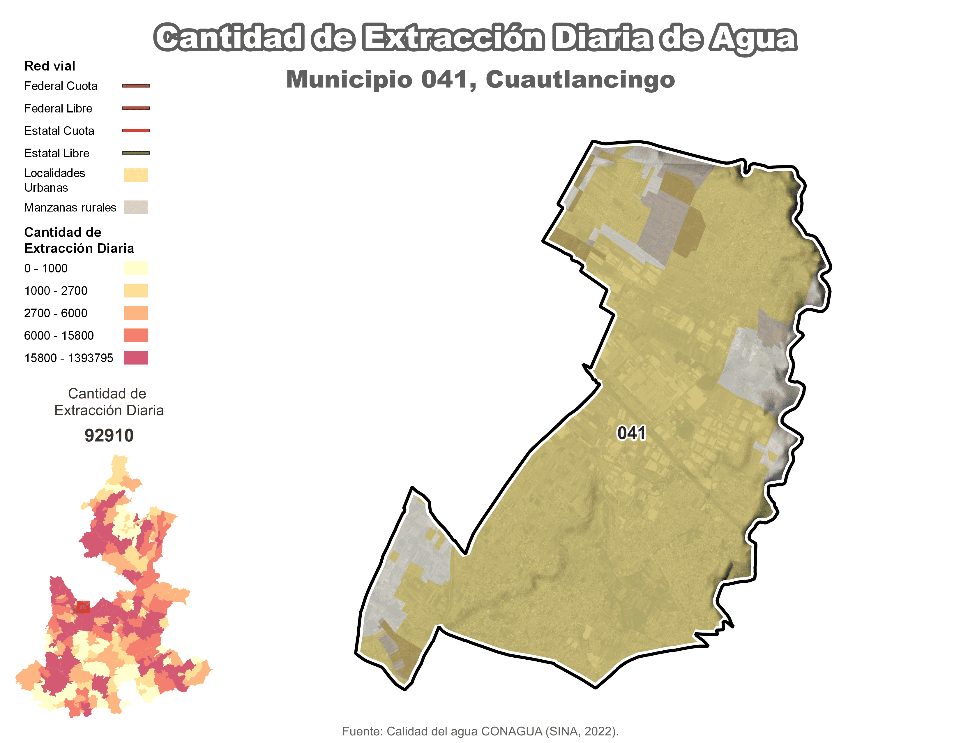 Biblioteca de Mapas - Extracción de agua en municipio de Cuautlancingo