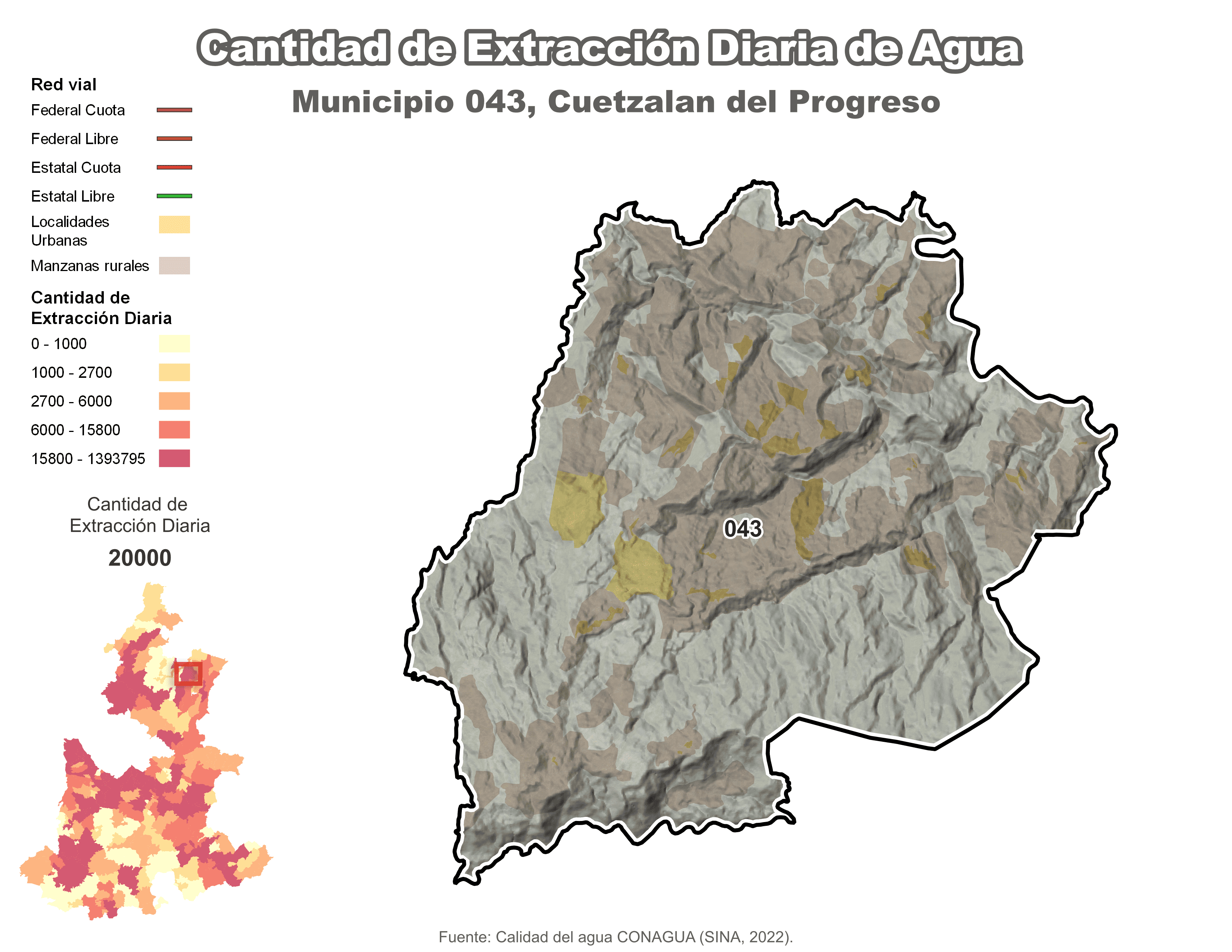 Biblioteca de Mapas - Extracción de agua en municipio de Cuetzalan del Progreso