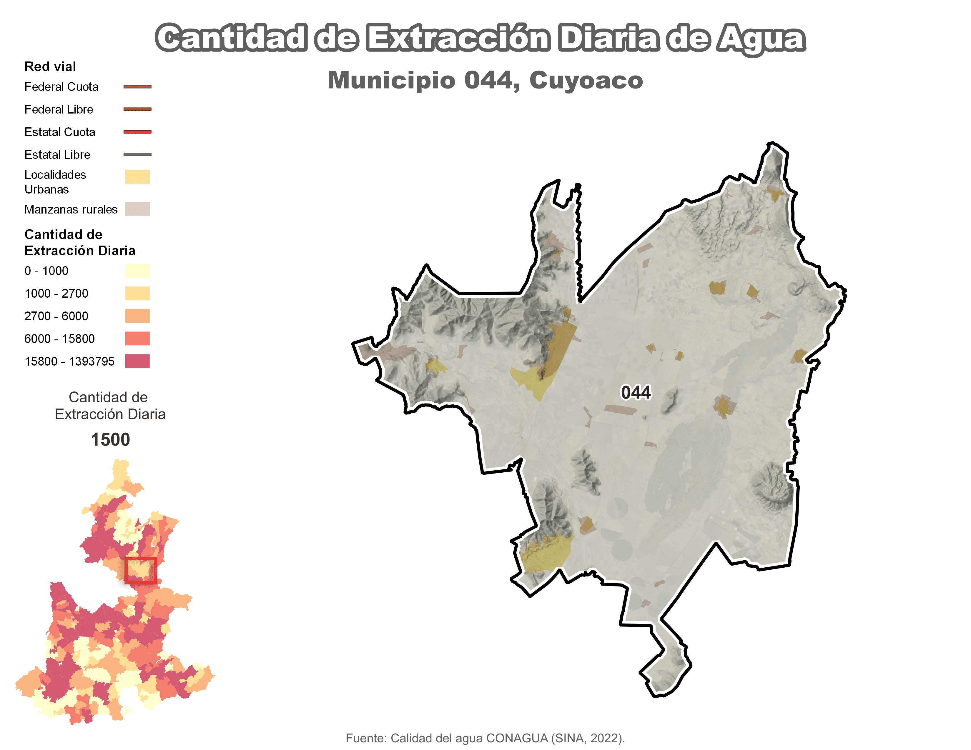 Biblioteca de Mapas - Extracción de agua en municipio de Cuyoaco