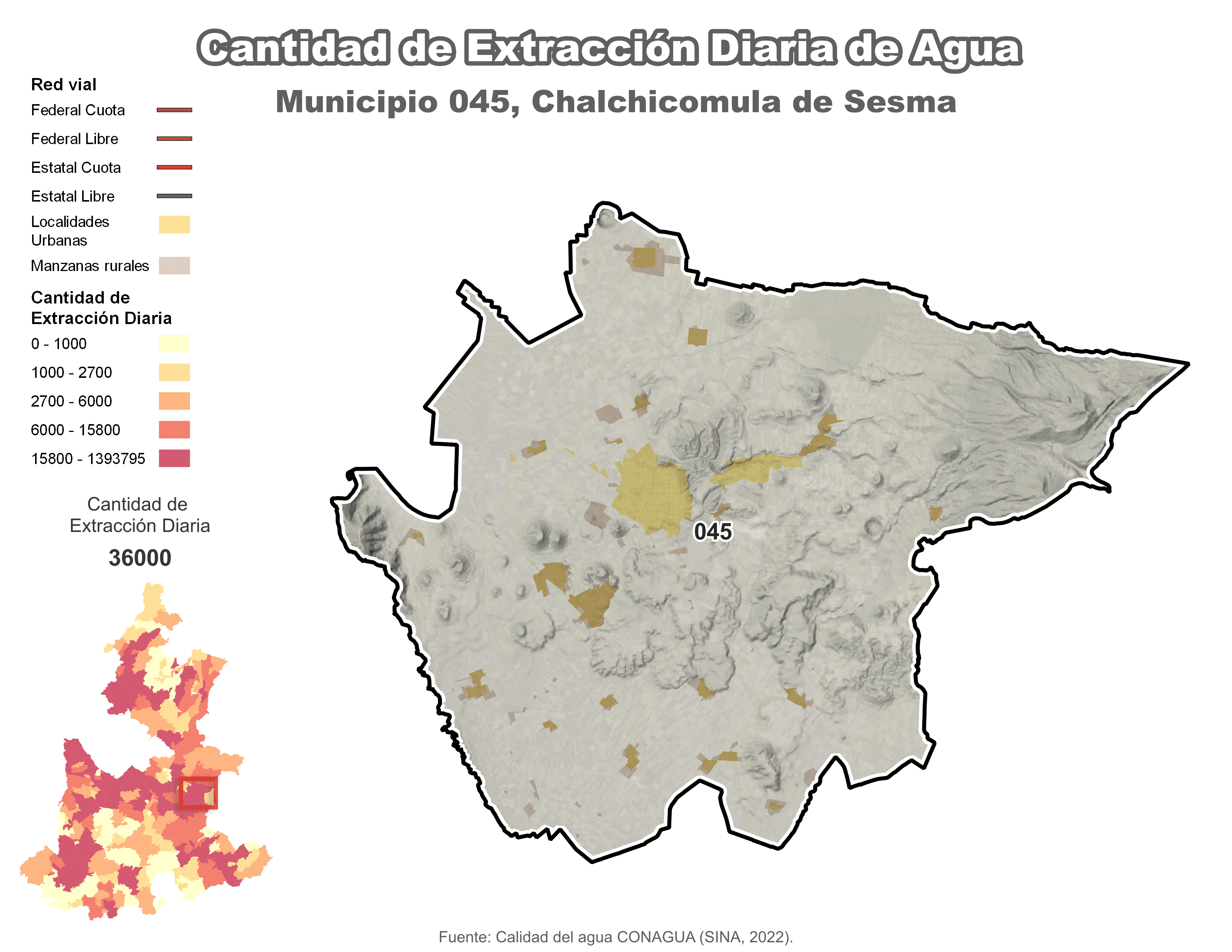 Biblioteca de Mapas - Extracción de agua en municipio de Chalchicomula de Sesma