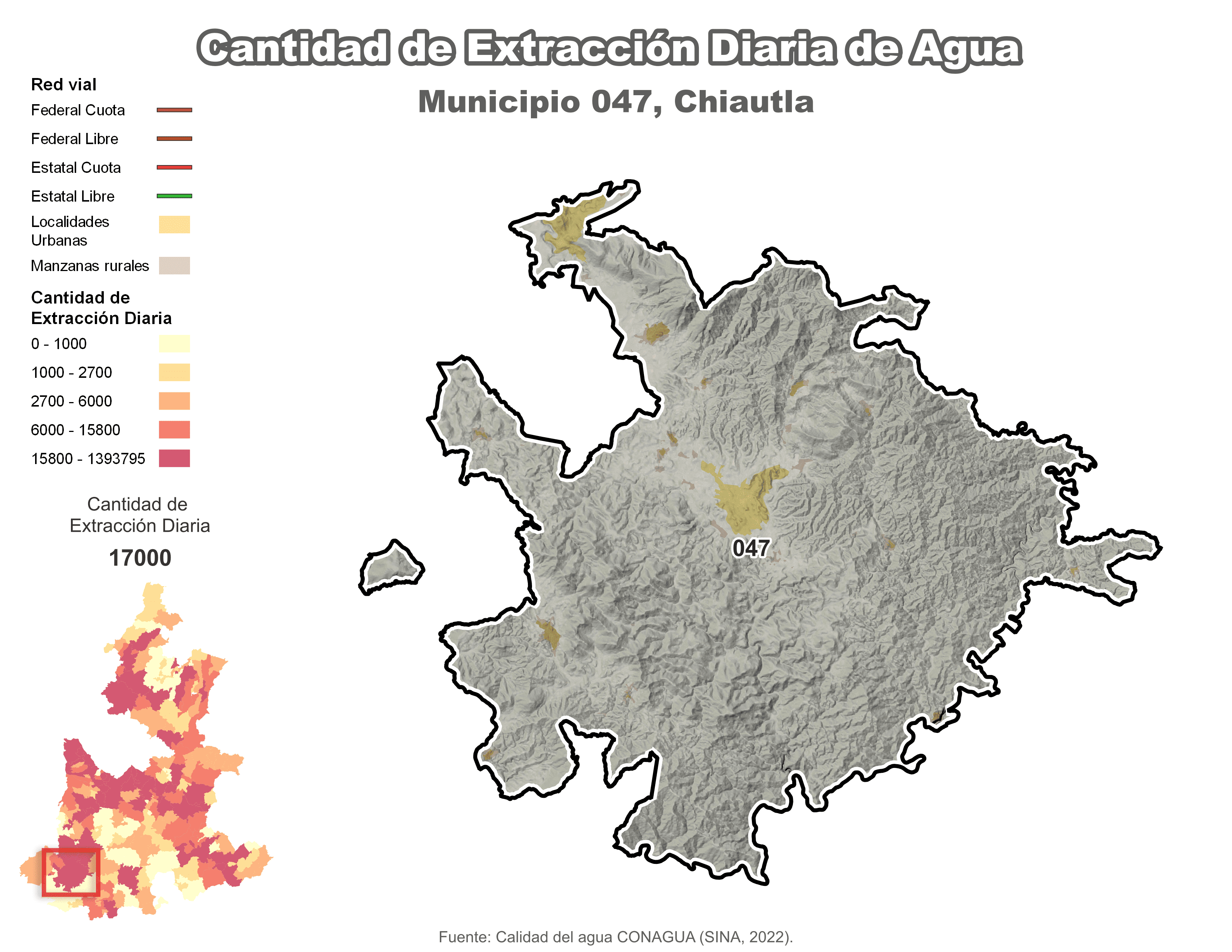 Biblioteca de Mapas - Extracción de agua en municipio de Chiautla