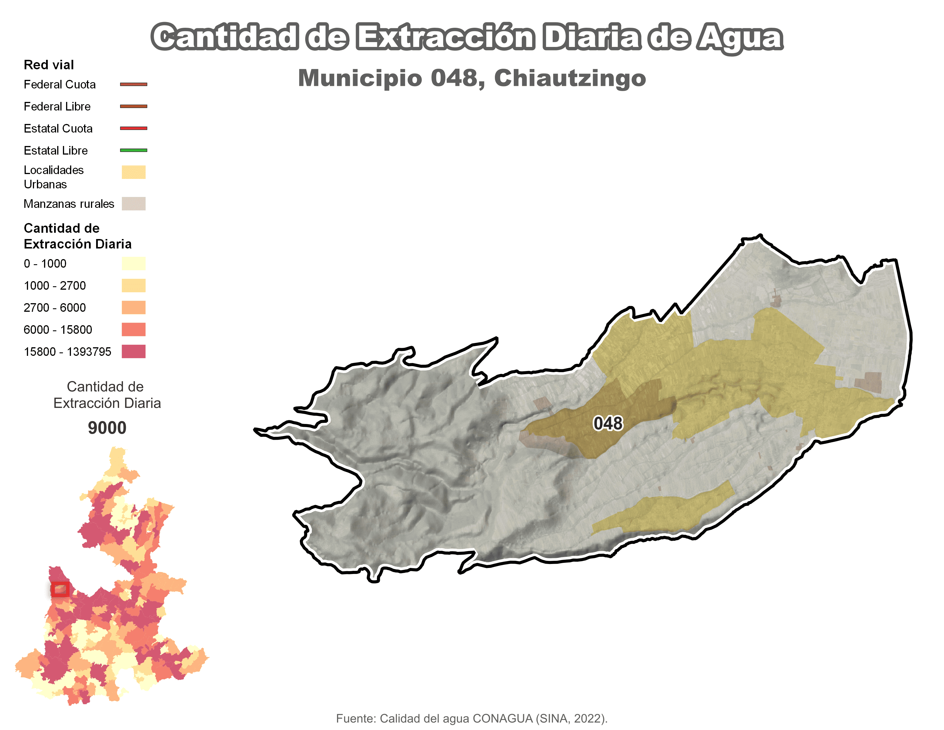 Biblioteca de Mapas - Extracción de agua en municipio de Chiautzingo