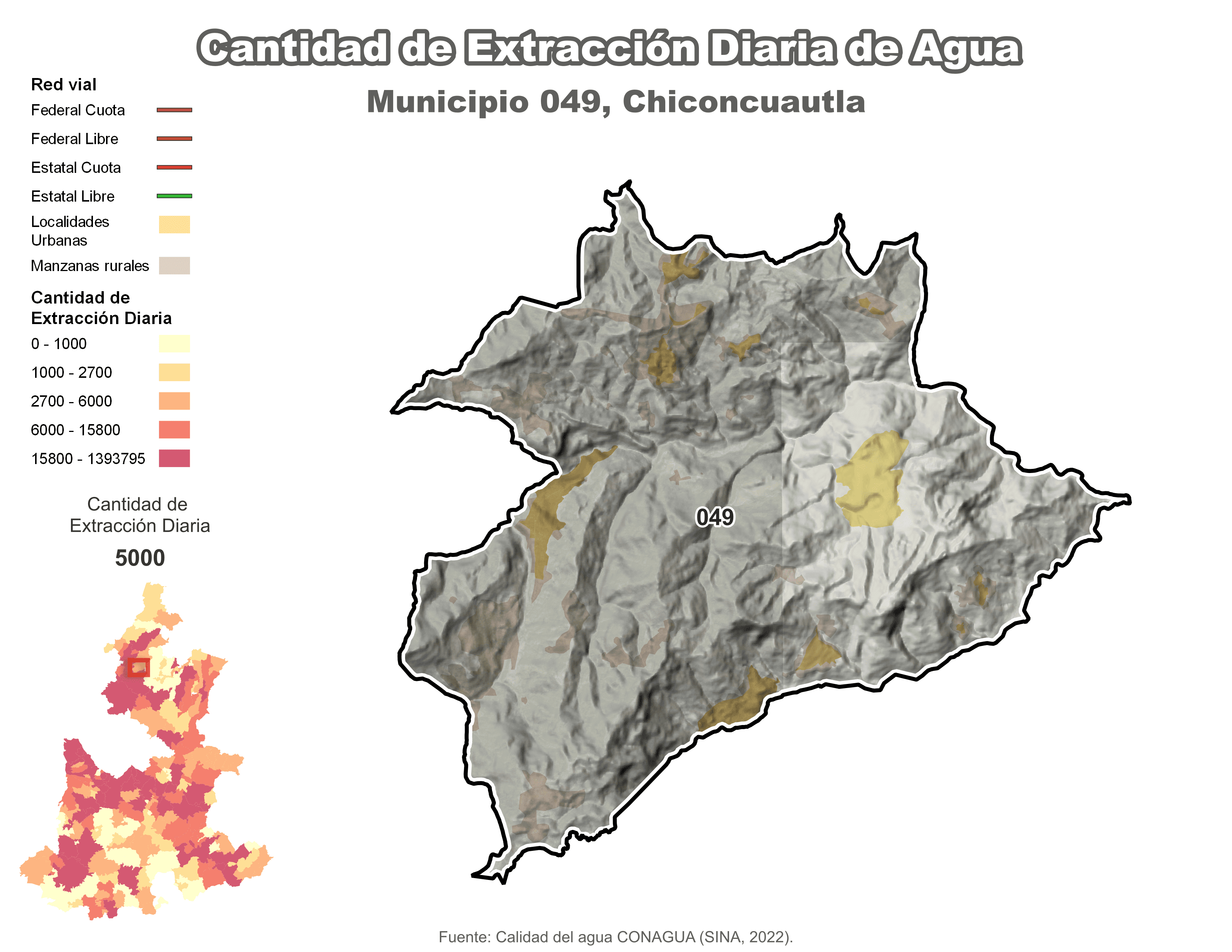 Biblioteca de Mapas - Extracción de agua en municipio de Chiconcuautla